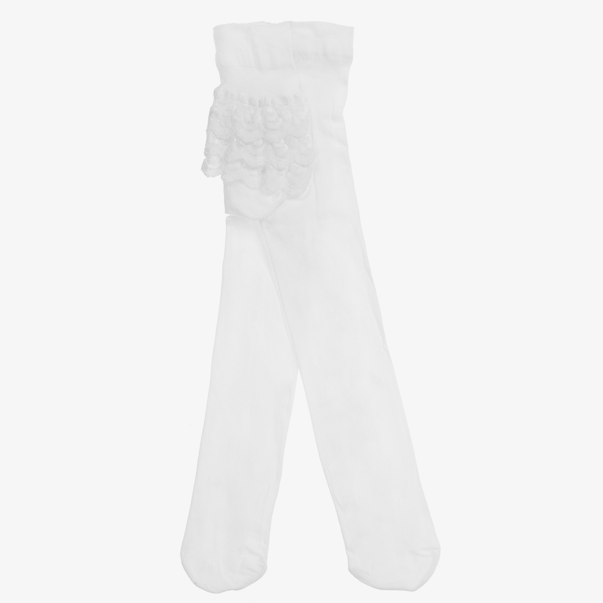 Baby Girls White Microfibre Tights - View 1