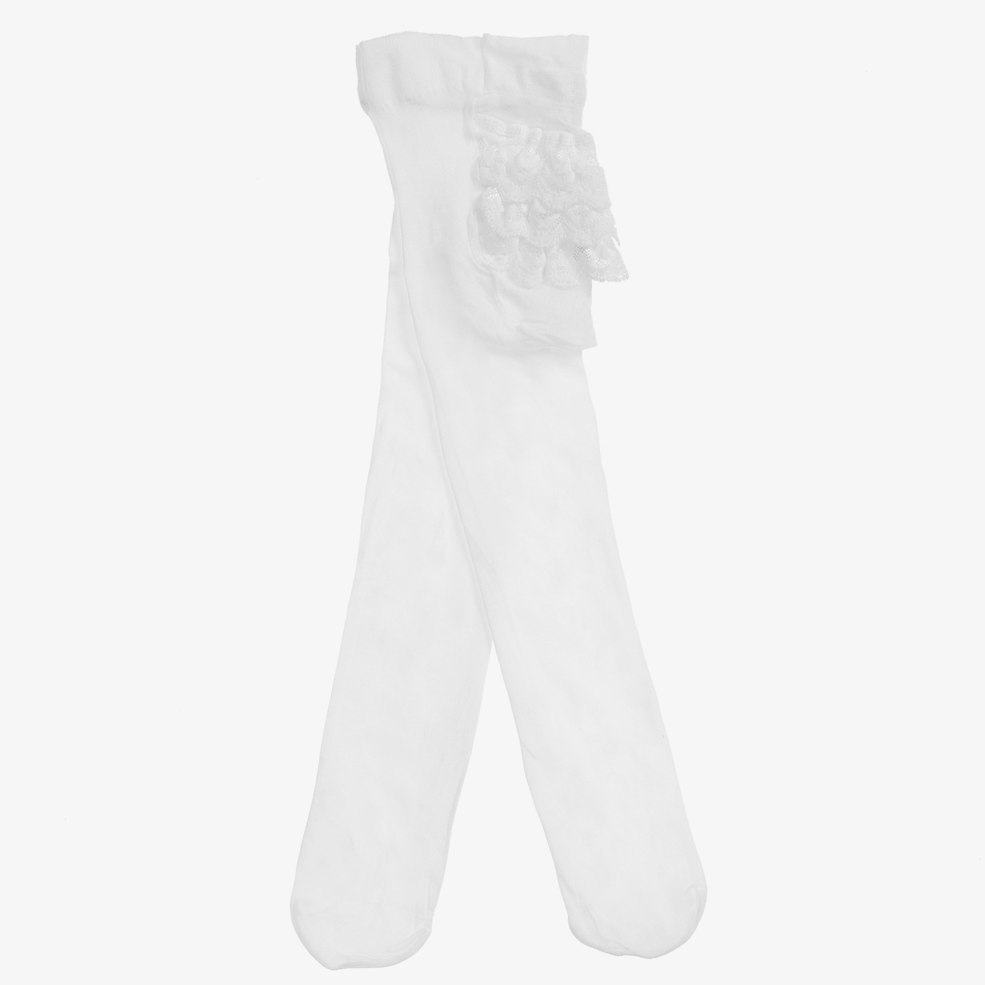 Baby Girls White Microfibre Tights - View 4