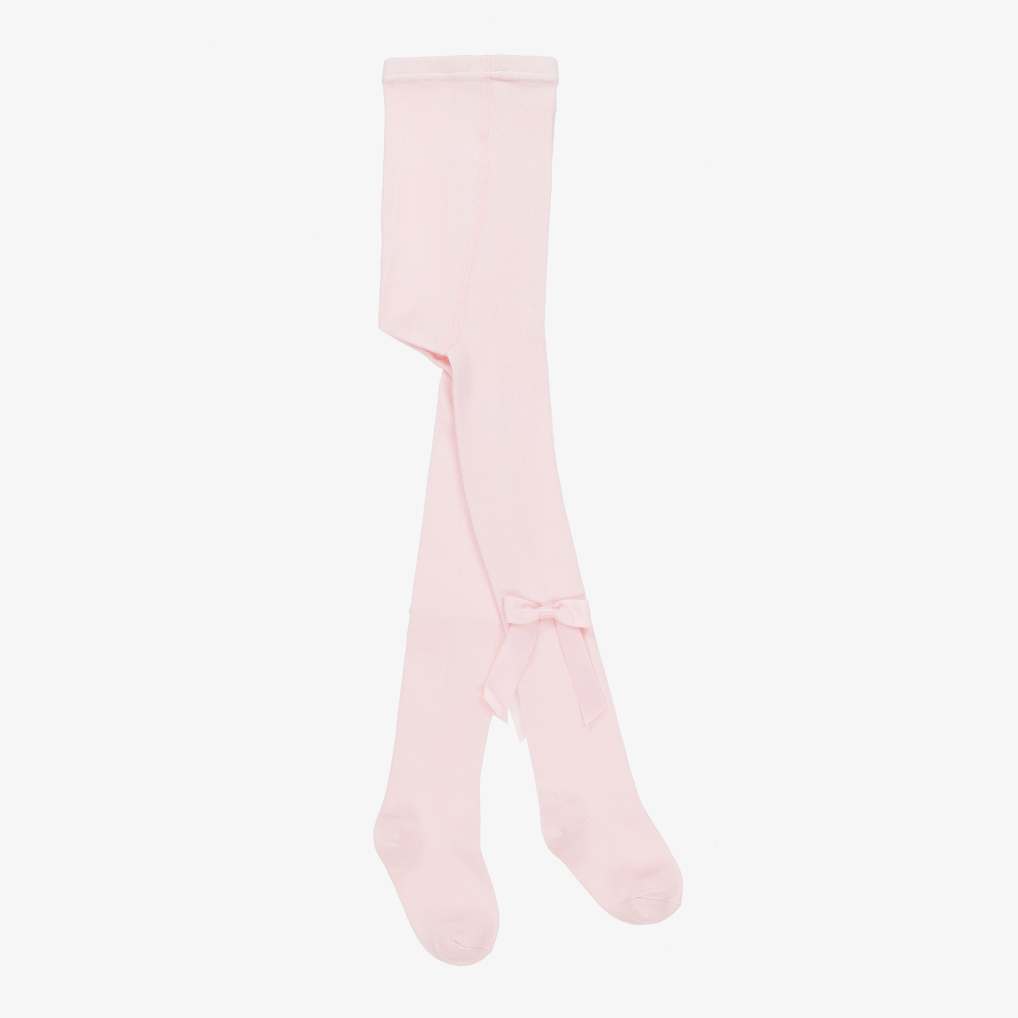 Girls Pink Cotton Bow Tights - View 1