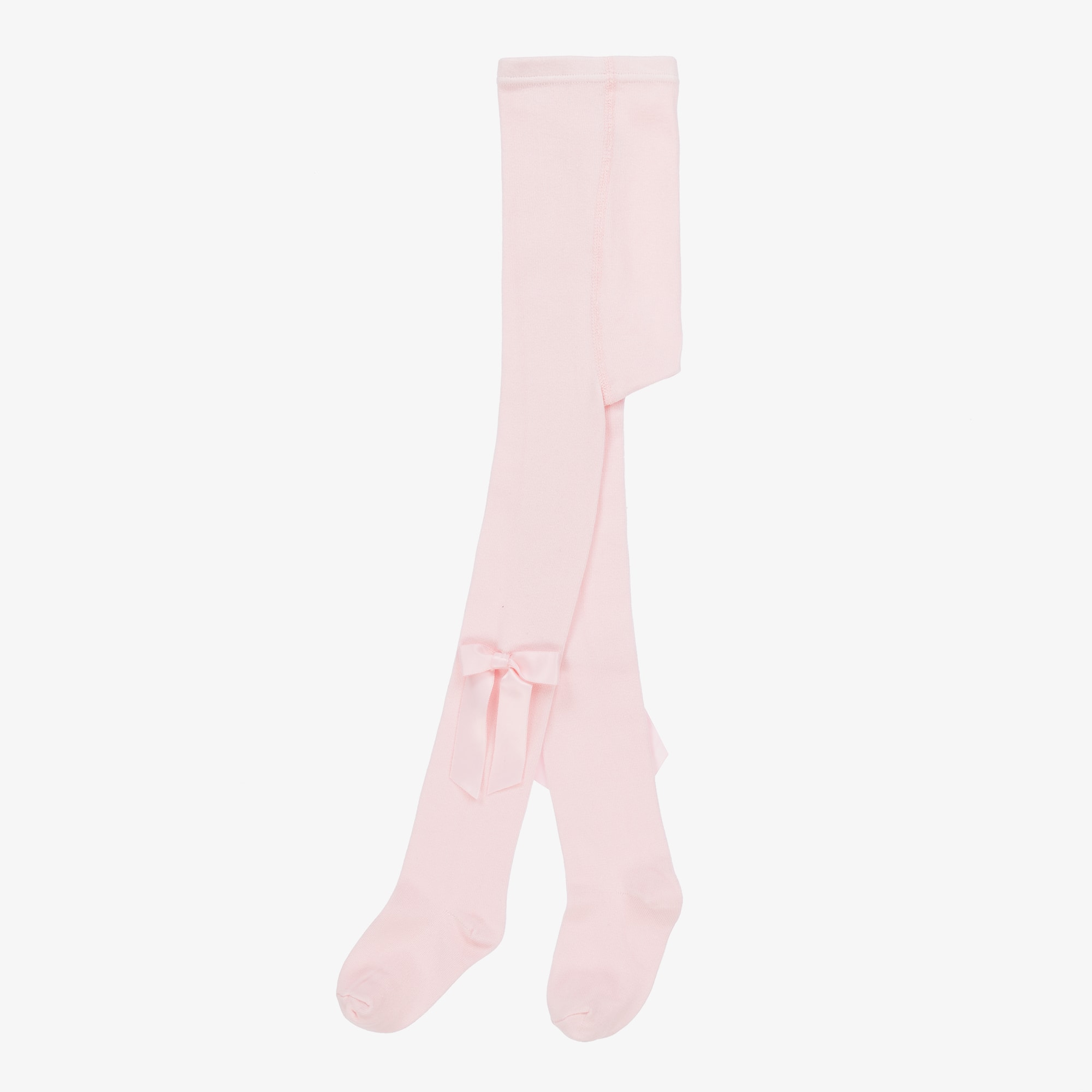 Girls Pink Cotton Bow Tights - View 3