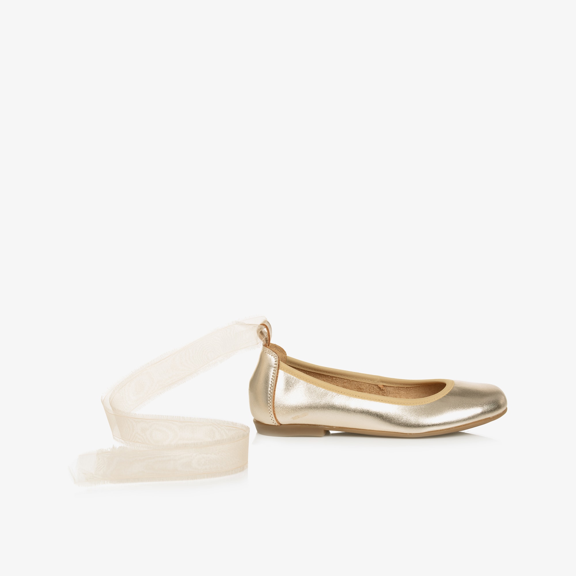 Girls Silver Leather Ballerina Shoes - View 5