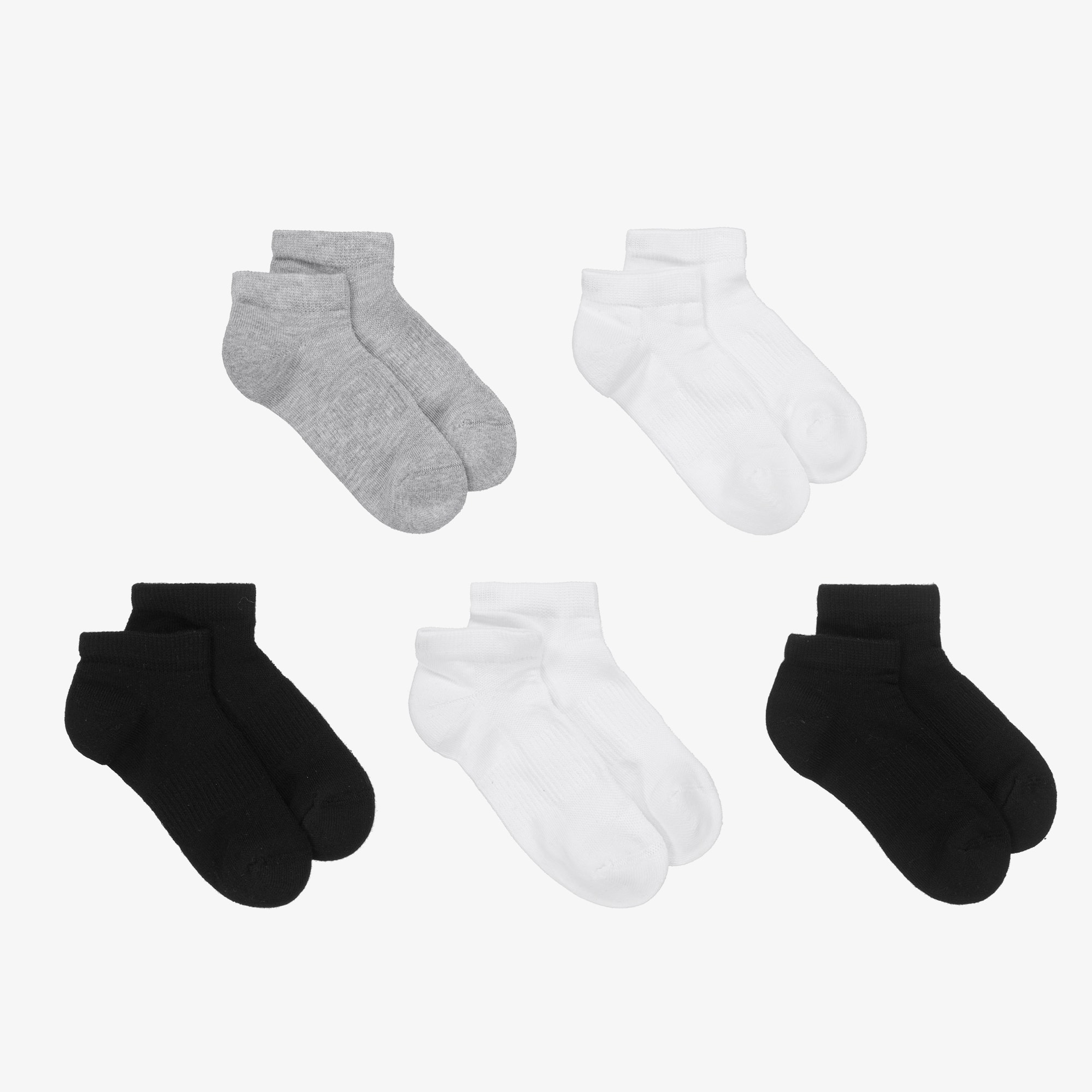 Black & White Cotton Trainer Socks (5 Pack) - View 1
