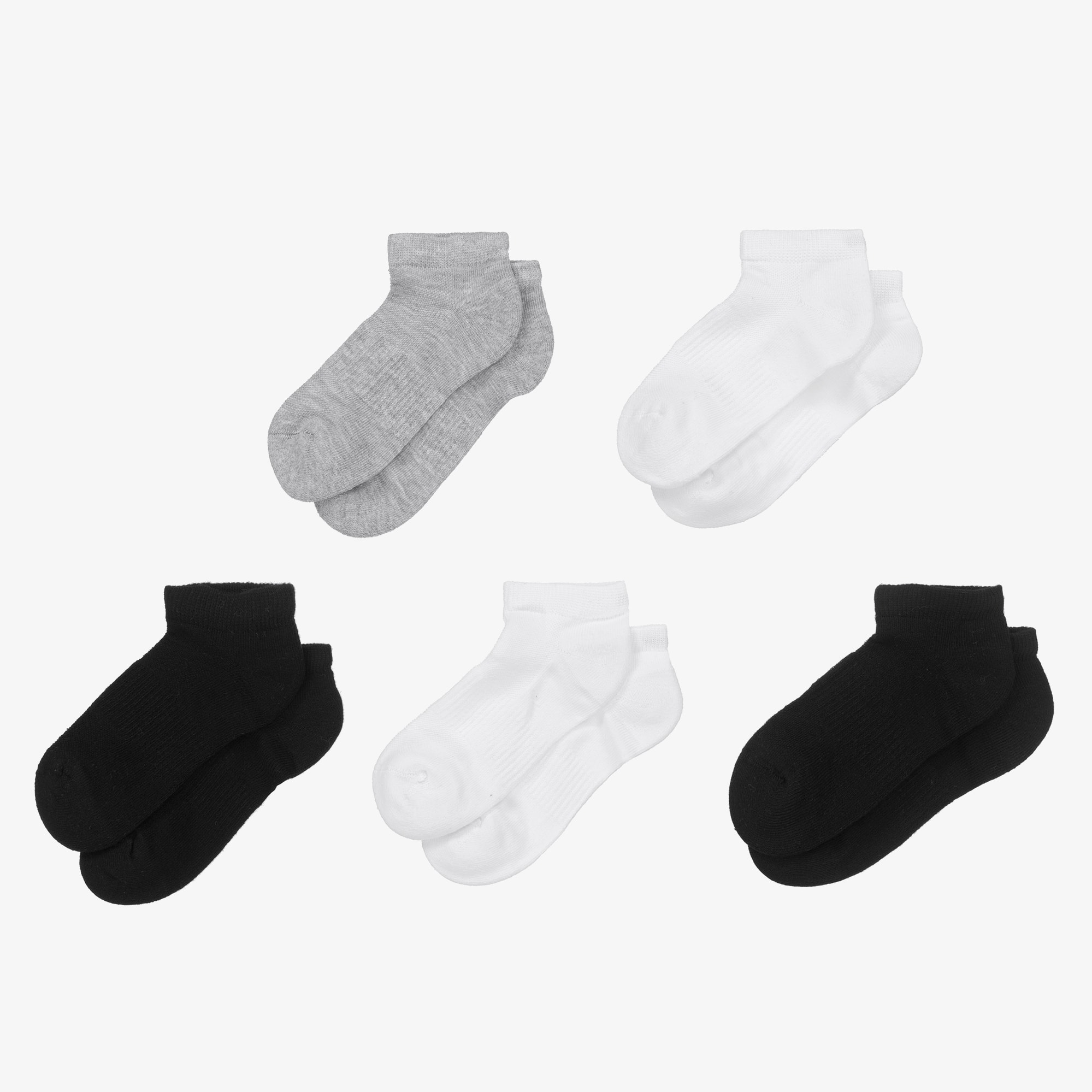 Black & White Cotton Trainer Socks (5 Pack) - View 2