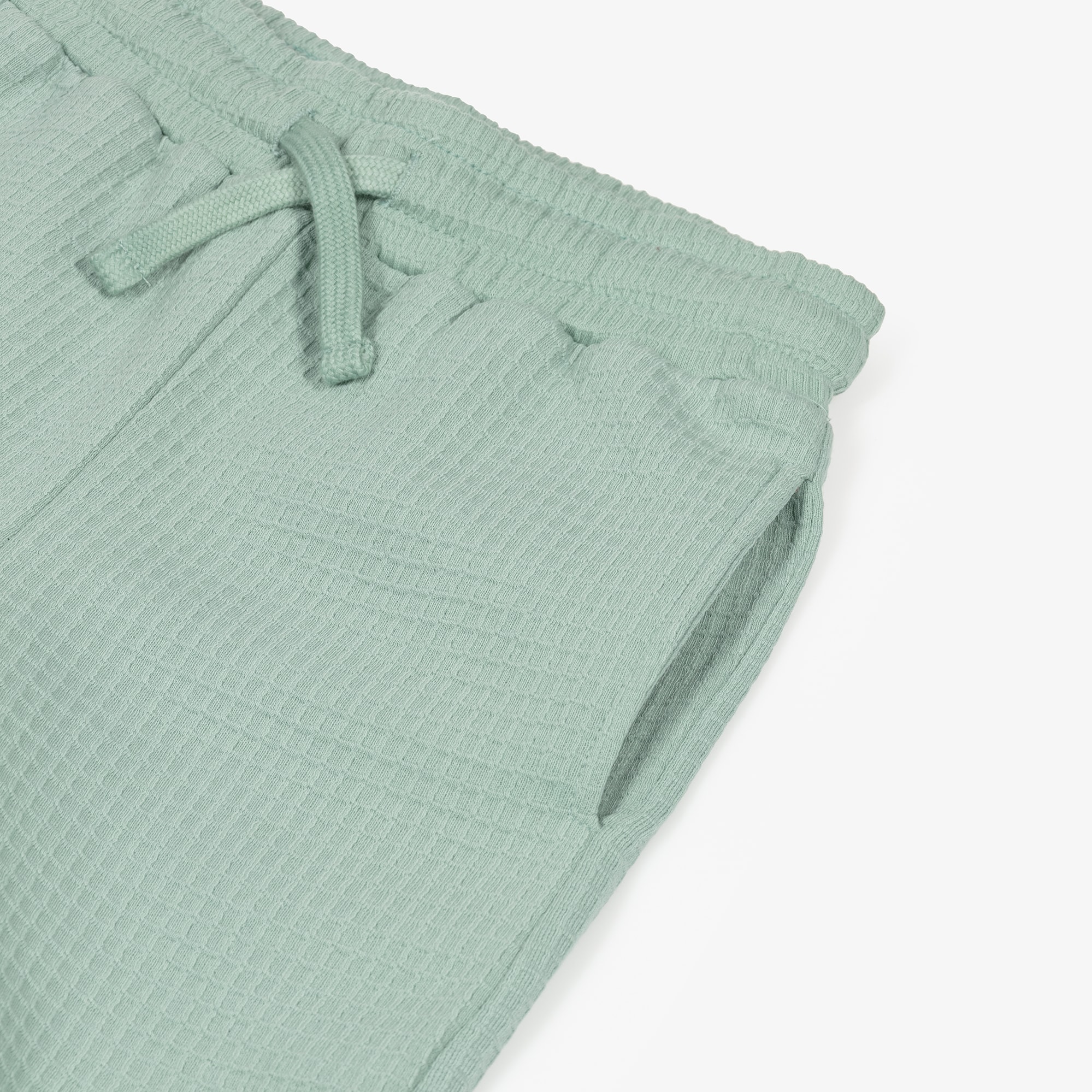 Boys Green Organic Cotton Waffle Shorts Set - View 5