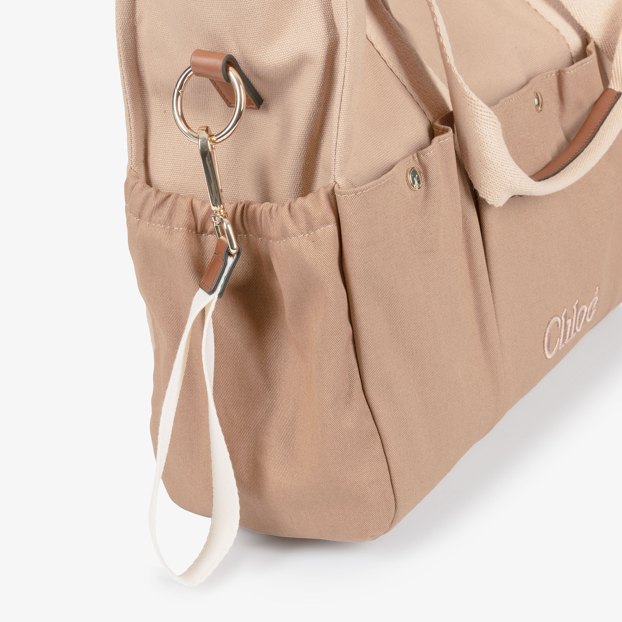 Beige Canvas Changing Bag with Pouch & Mat (41cm) - View 6