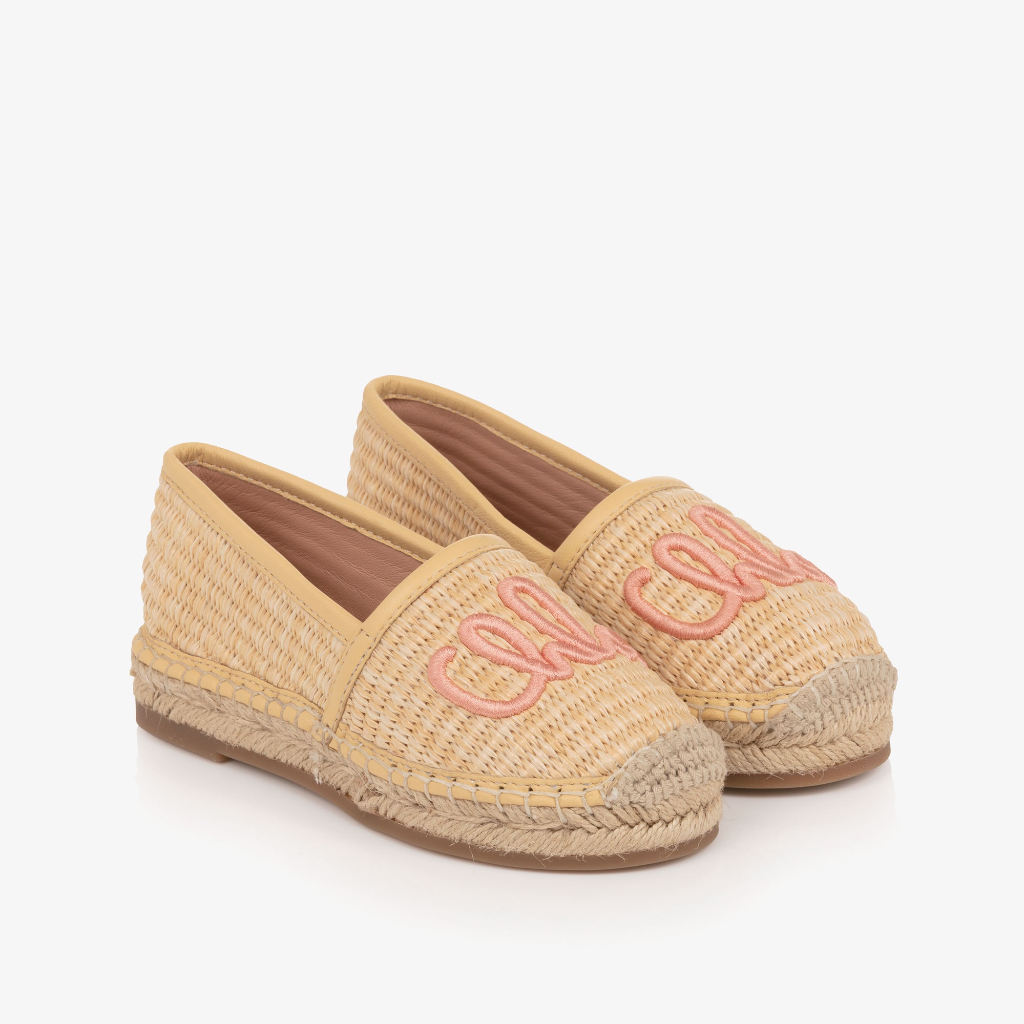 Girls Beige Raffia Chloé Espadrilles - View 1