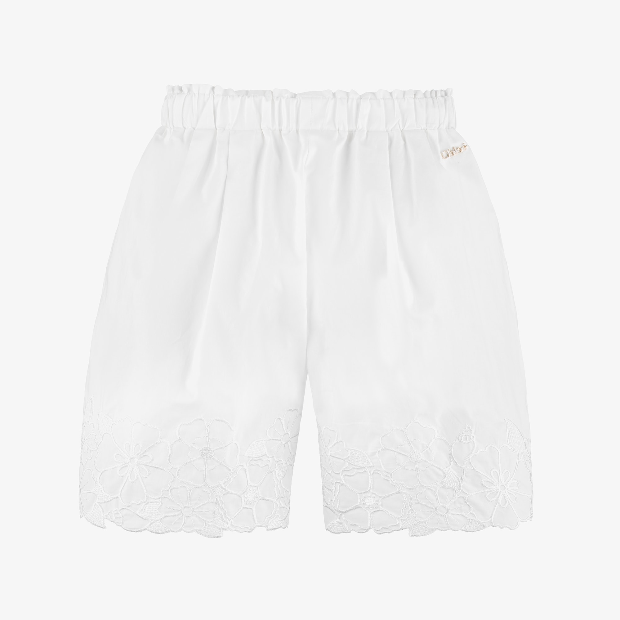 Girls White Cotton Shirts with Floral Embroidery - View 2