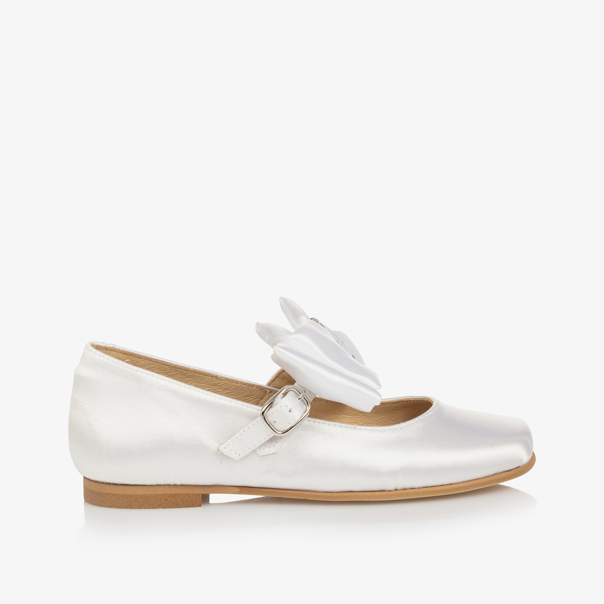 Girls Ivory Satin Diamanté Buckle Shoes - View 5