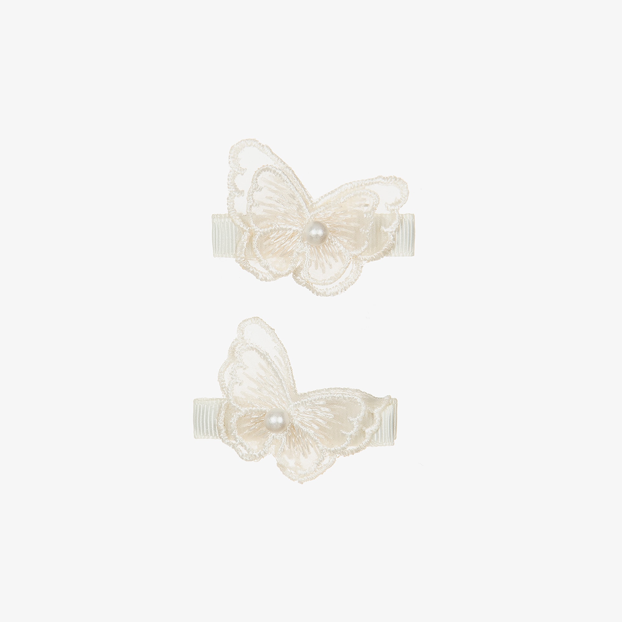 Girls Ivory Butterfly Hair Clips (2 Pack) - View 1
