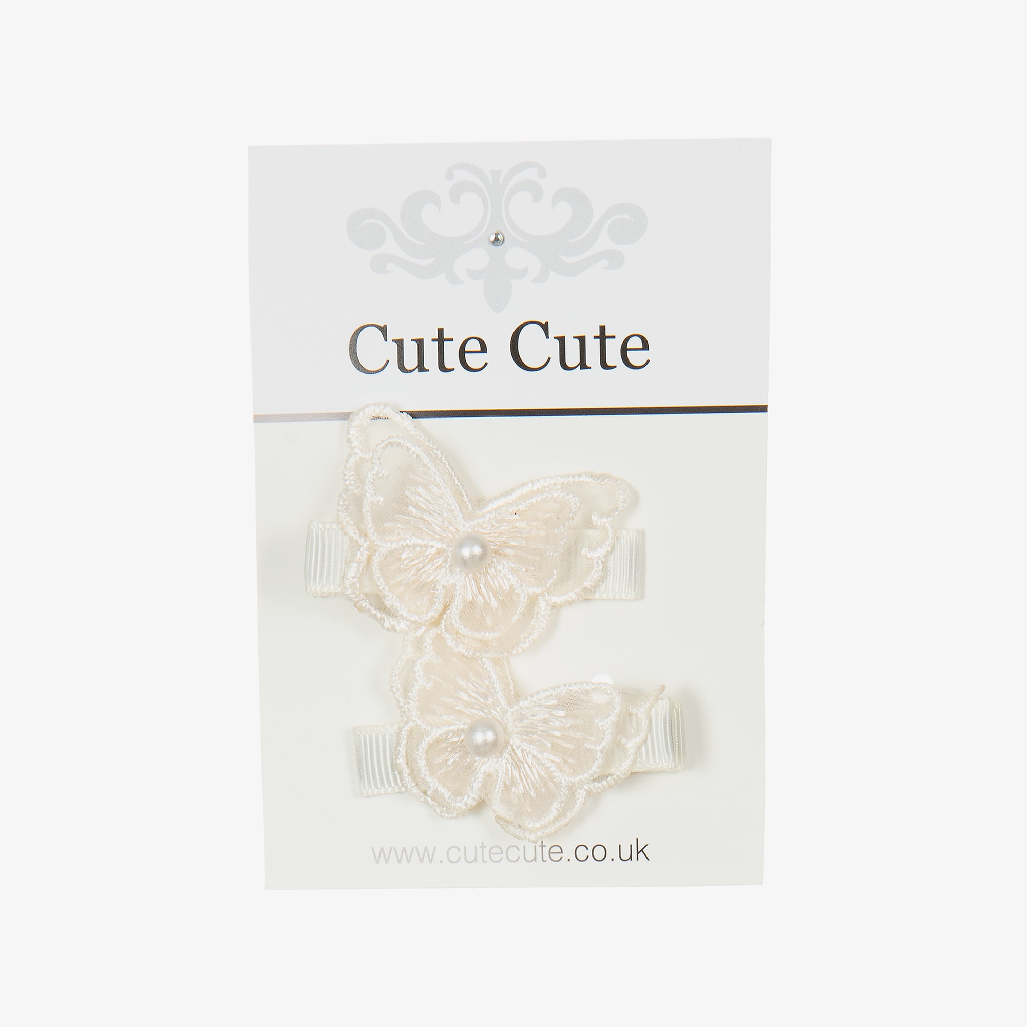 Girls Ivory Butterfly Hair Clips (2 Pack) - View 3