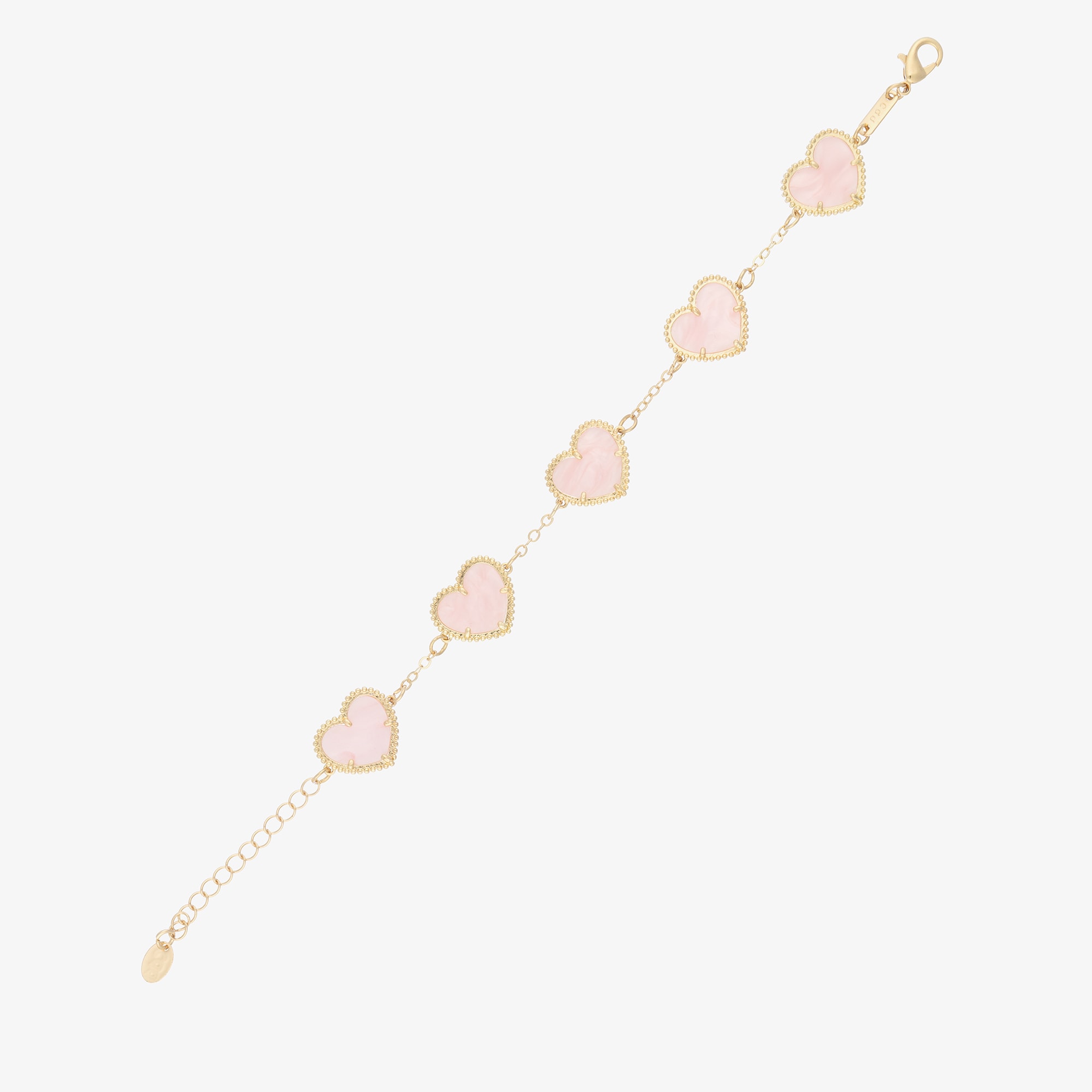 Girls Gold Tone & Pink Heart Bracelet - View 3
