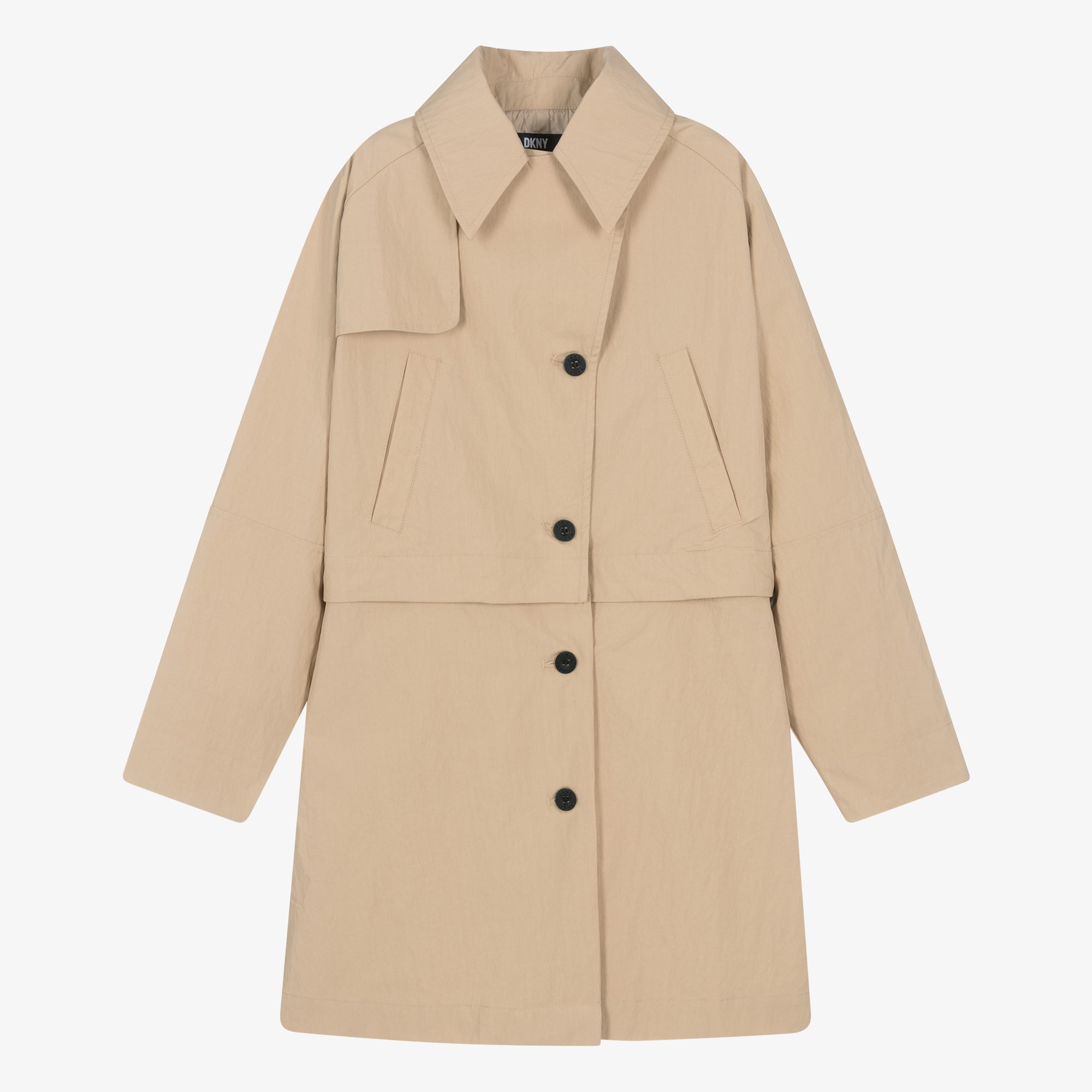 Girls Beige Cotton 2 In 1 Trench Coat - View 1