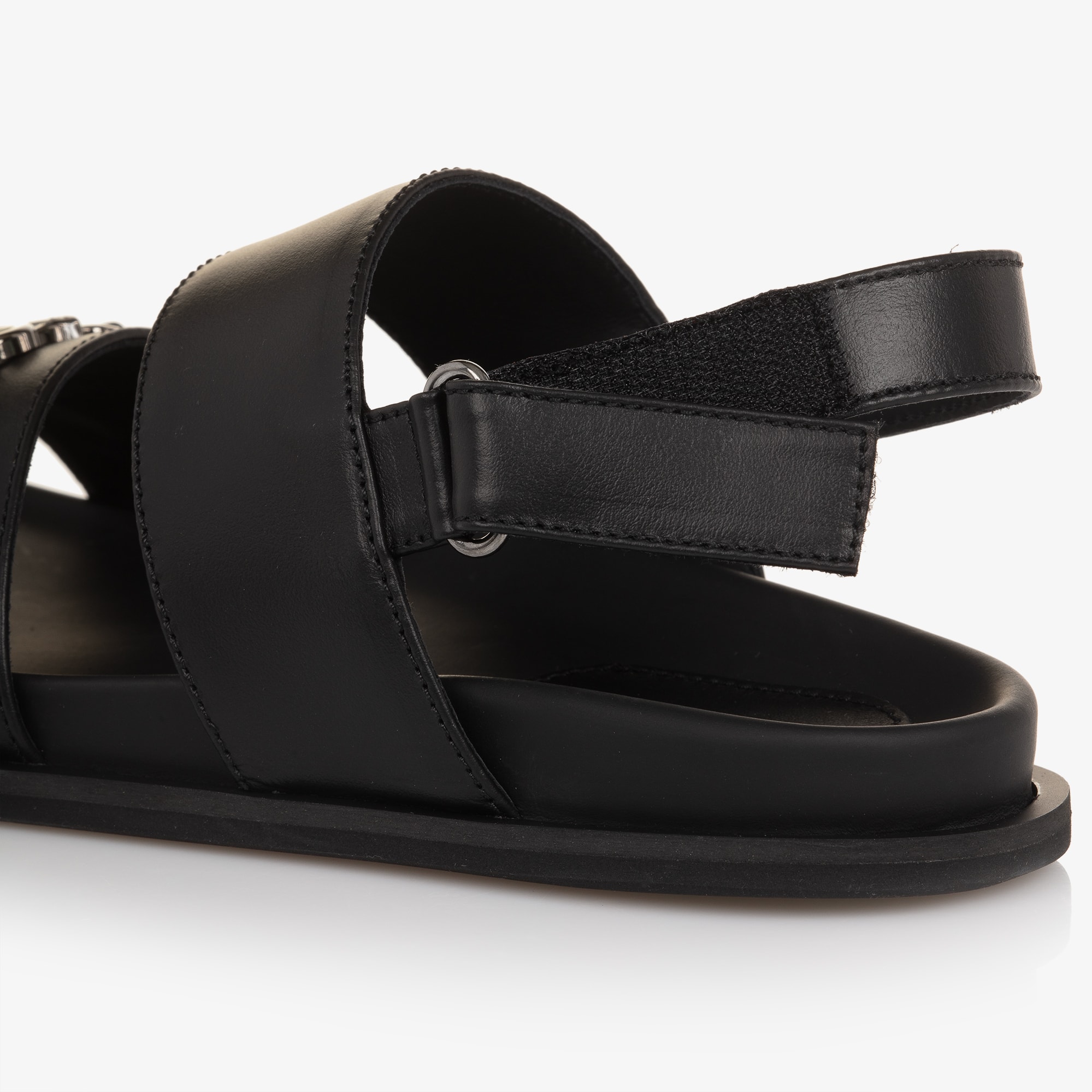 Black Leather DG Velcro Sandals - View 7