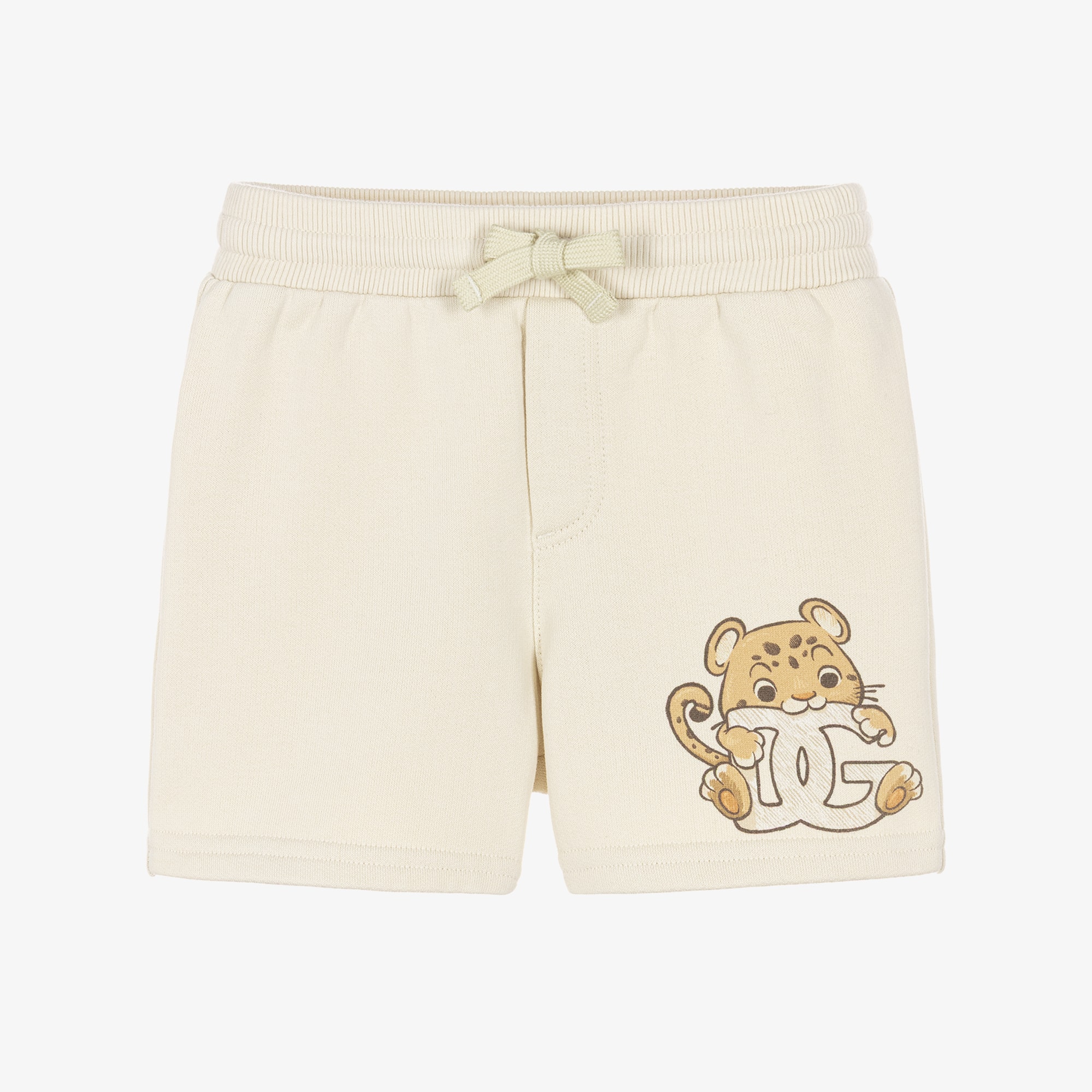 Boys Beige Cotton Jersey Leopard Shorts - View 1