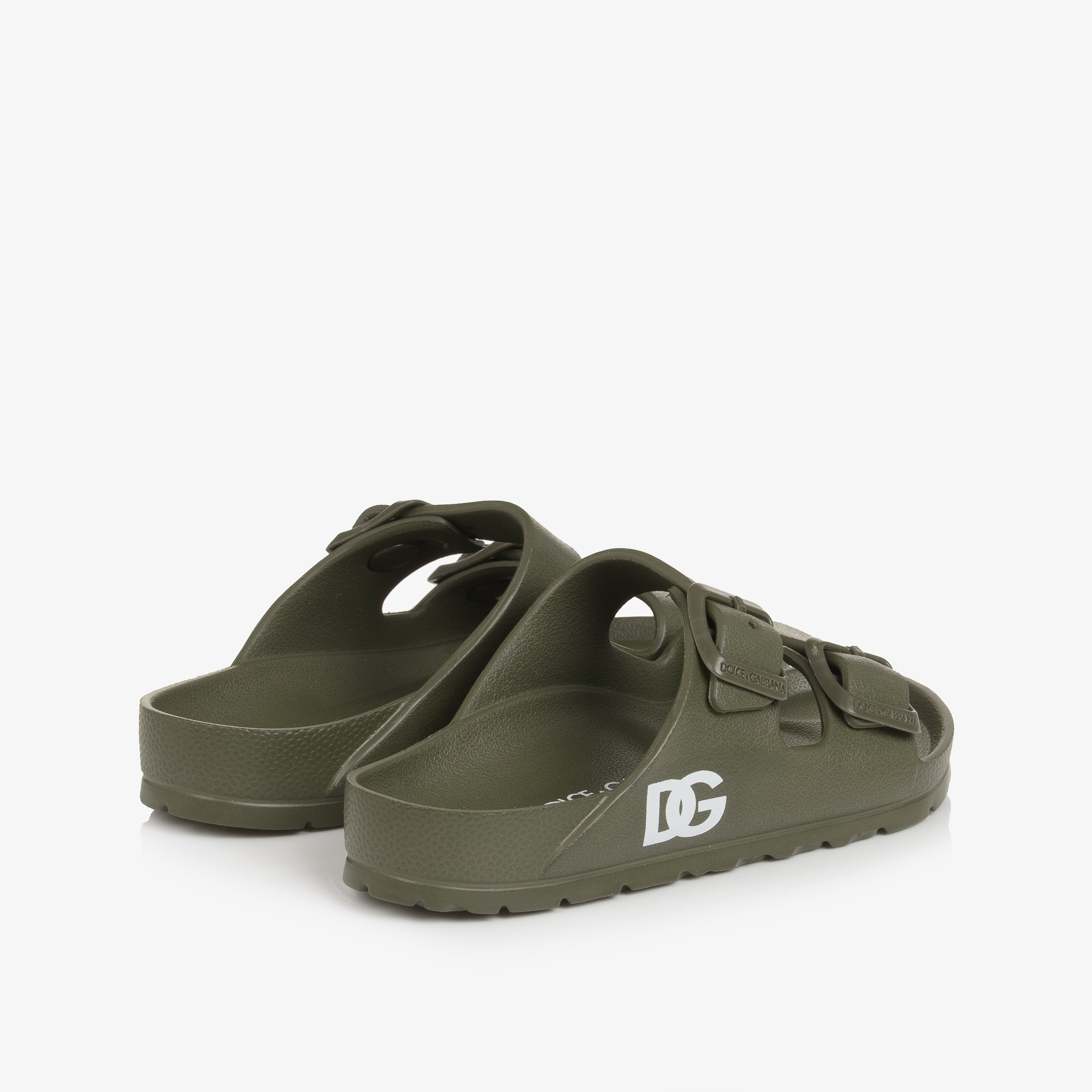Boys Black Double Strap Sliders with DG Logo - View 2