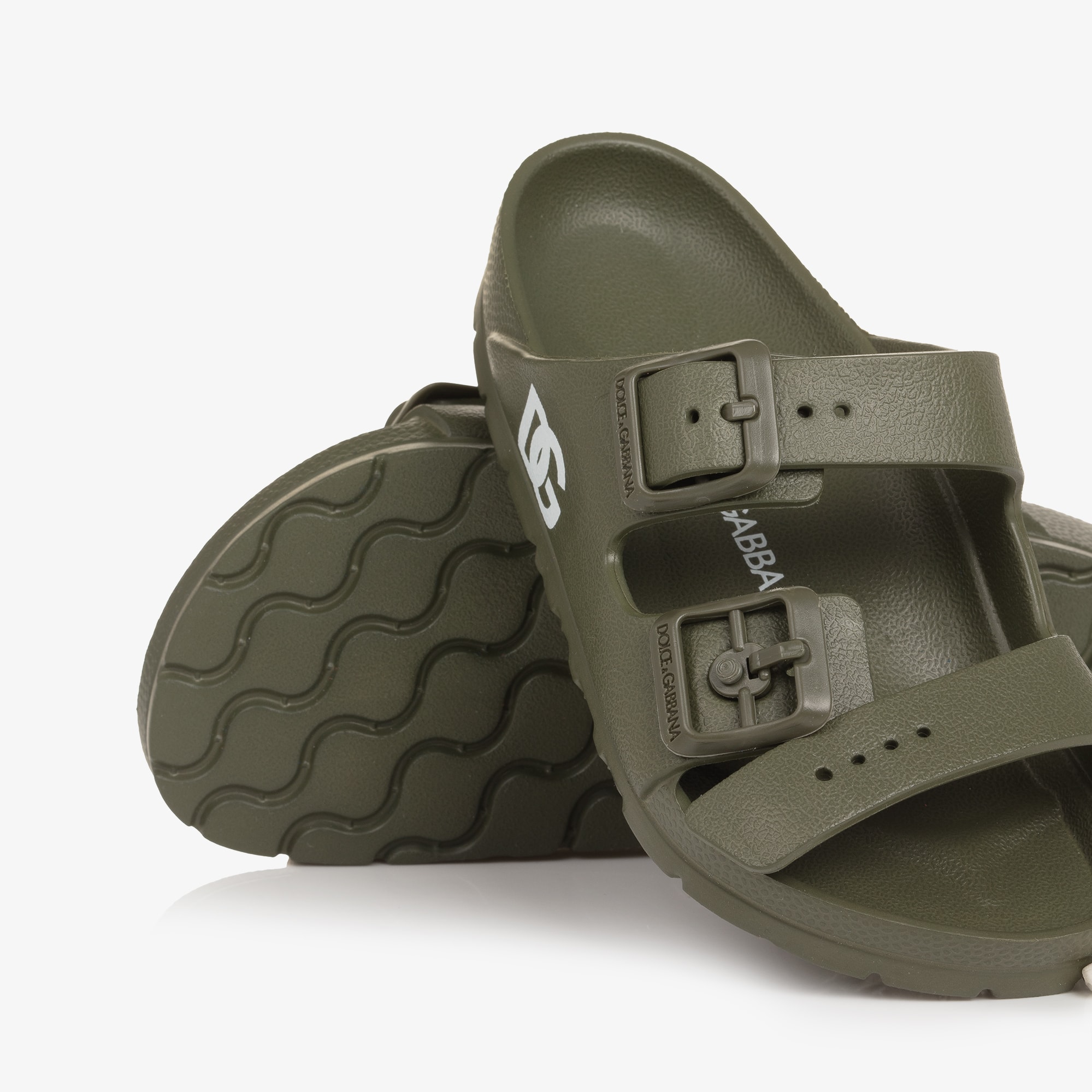 Boys Black Double Strap Sliders with DG Logo - View 5
