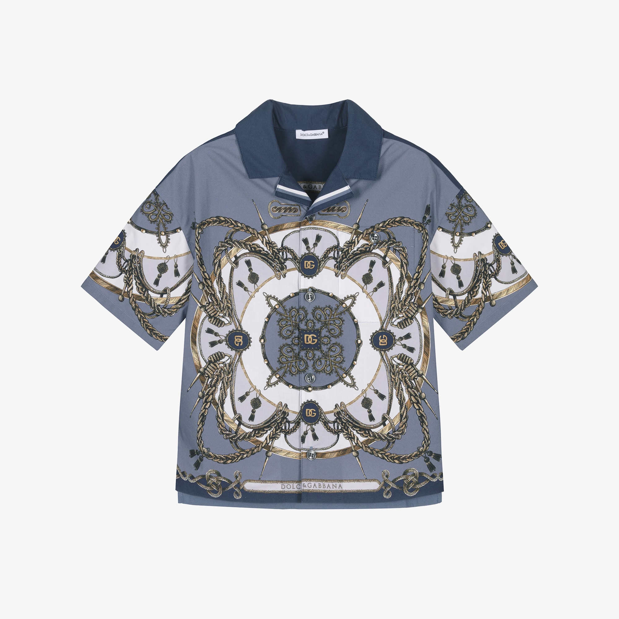 Boys Blue Cargo Print Poplin Shirt - View 1