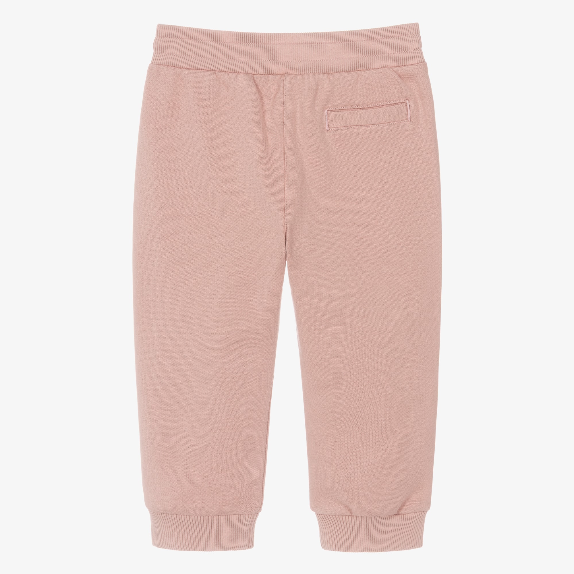 Girls Pink Cotton Joggers with Leopard Print Heart - View 2