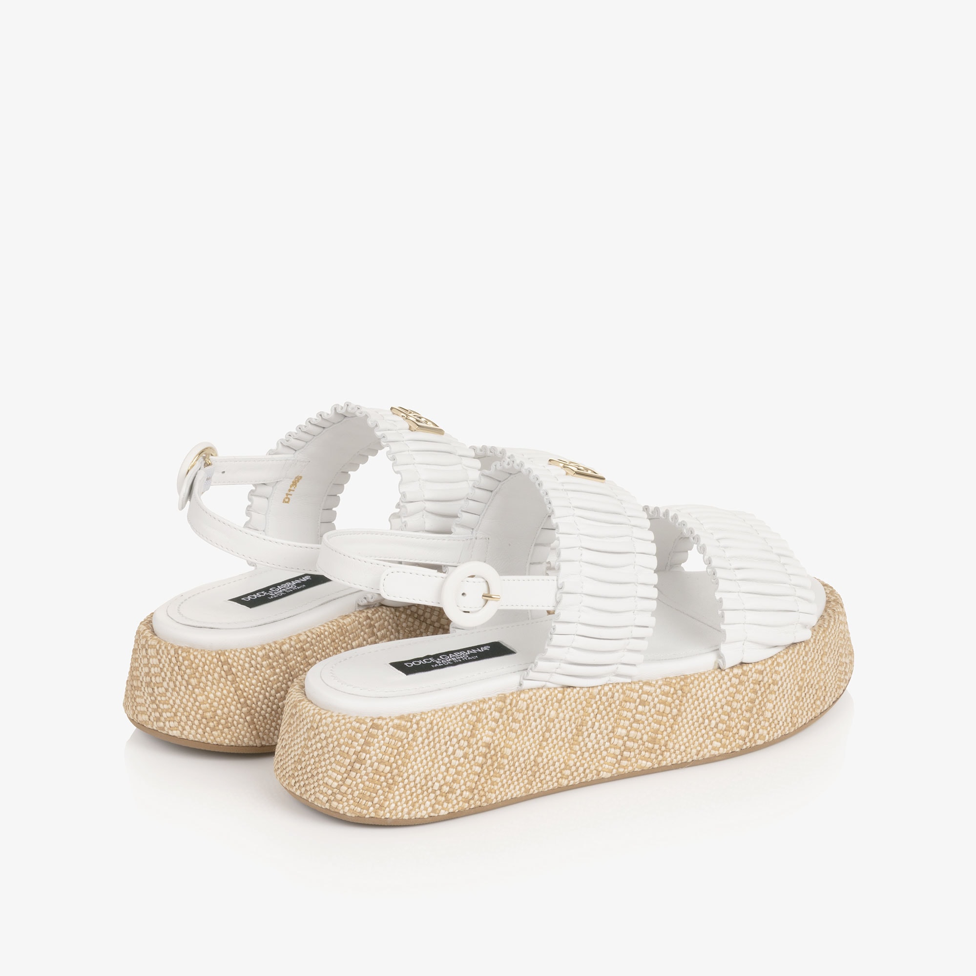 Girls White Ruffle Wedge Sandals - View 2