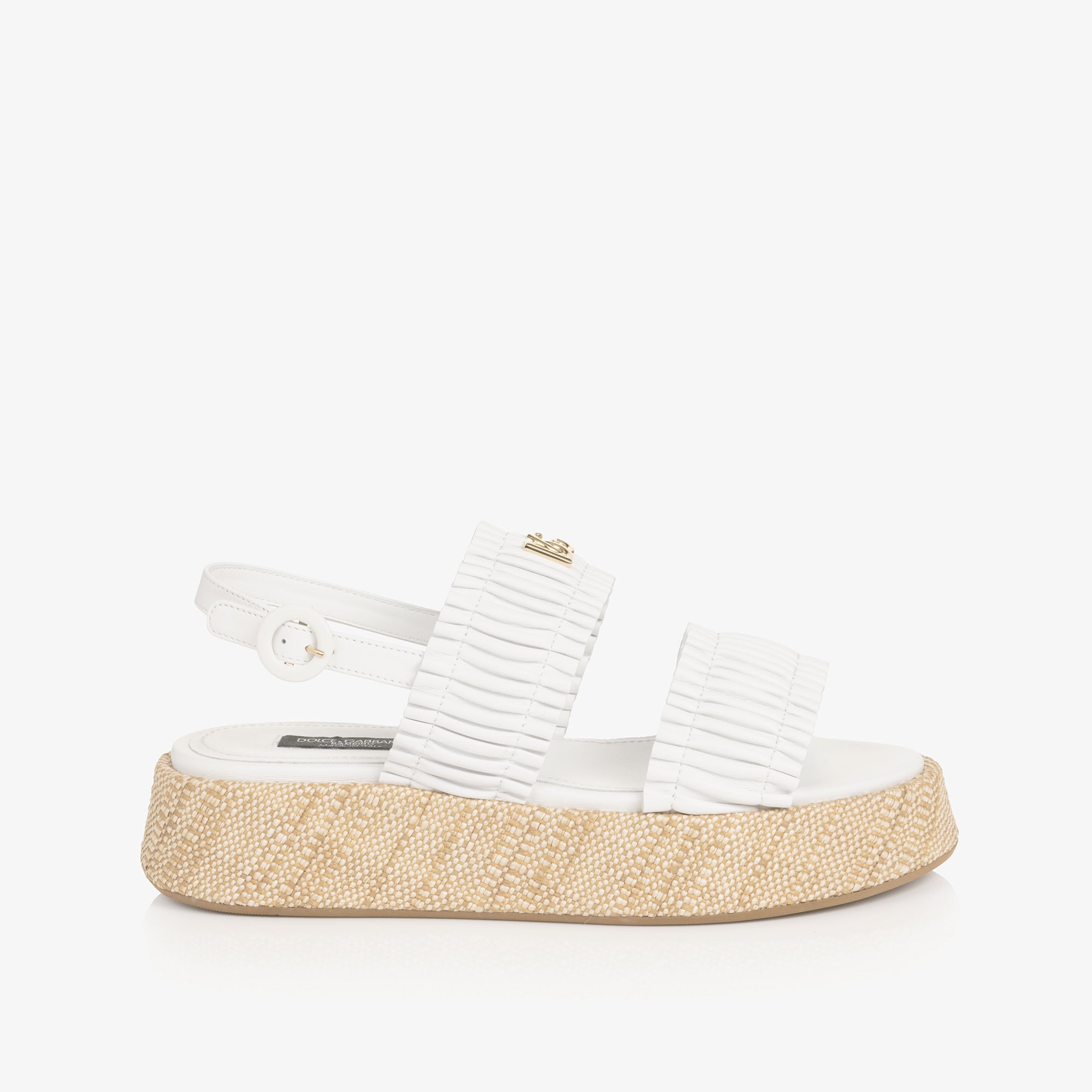Girls White Ruffle Wedge Sandals - View 4