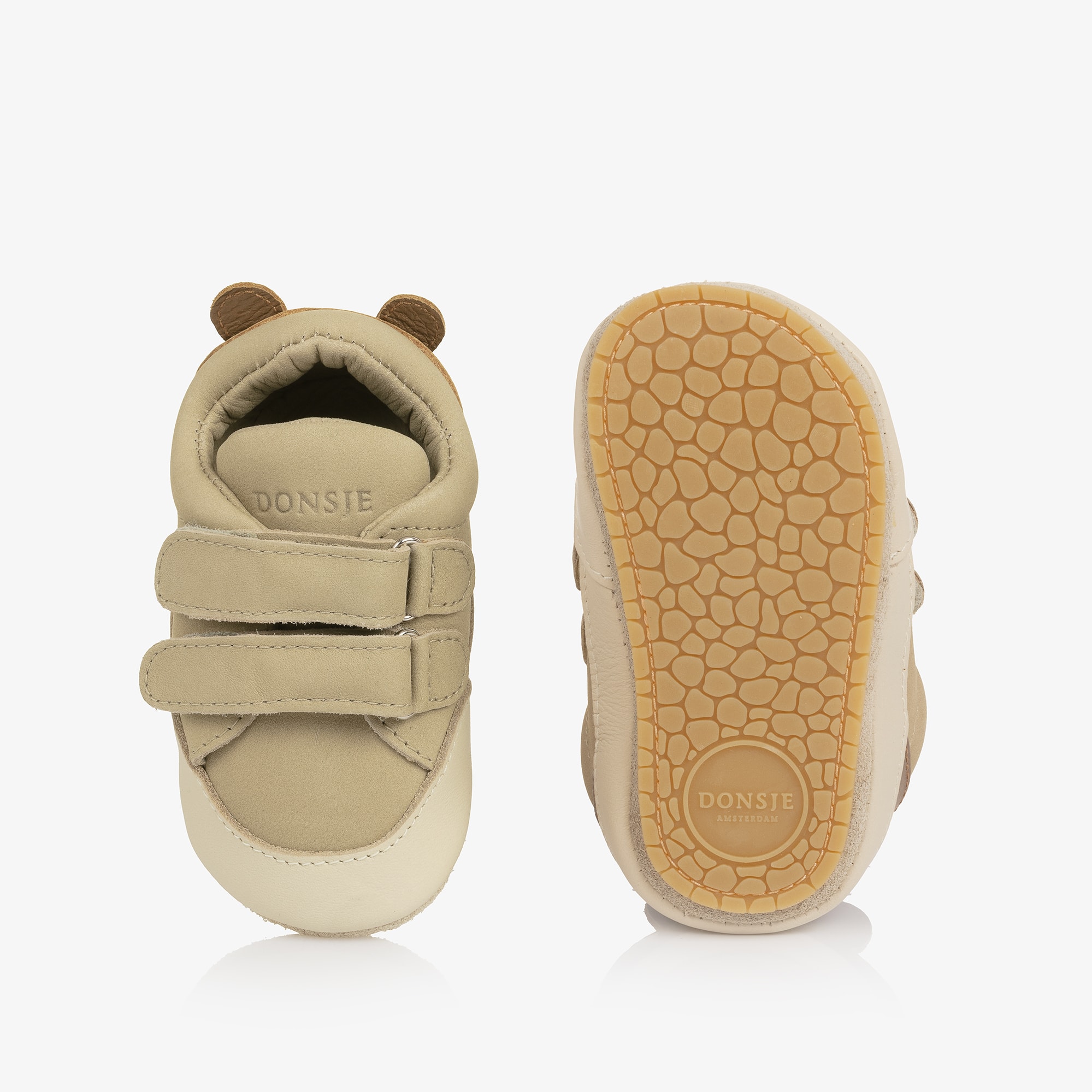 Baby Boys Pale Beige Leather Teddy Bear Pre-Walker Shoes - View 4