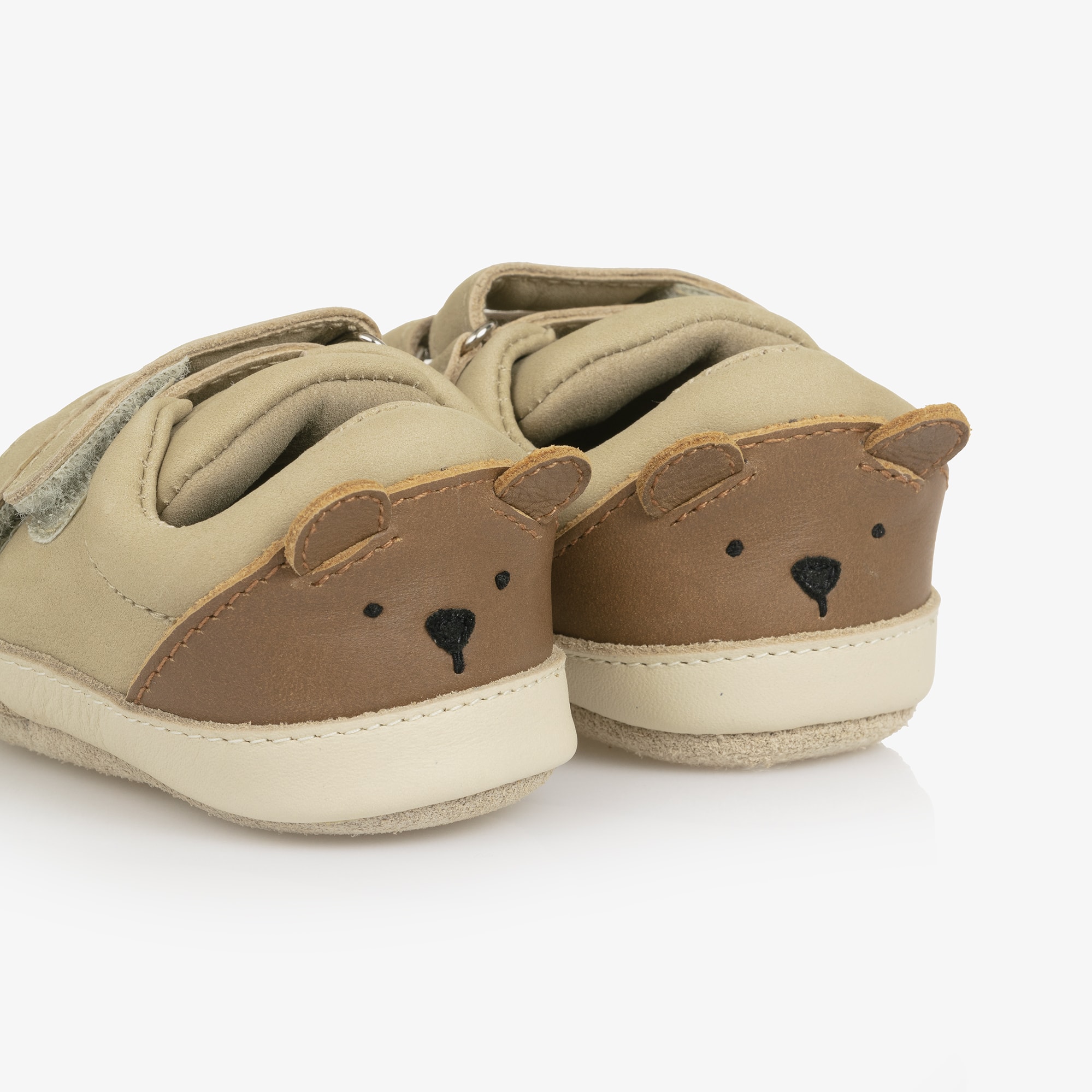 Baby Boys Pale Beige Leather Teddy Bear Pre-Walker Shoes - View 7