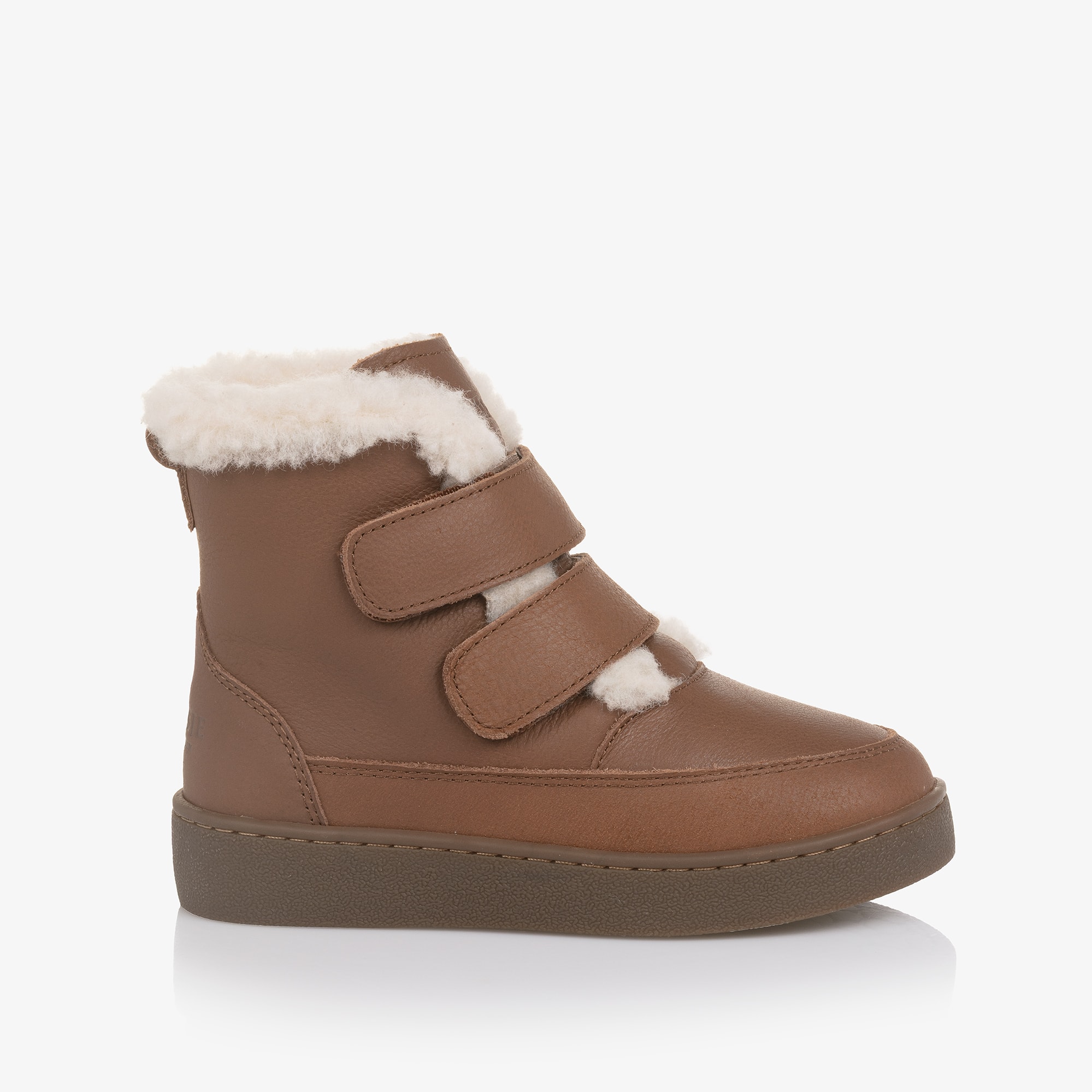 Boys Brown Leather Clenn Boots with Fleece Lining - View 5