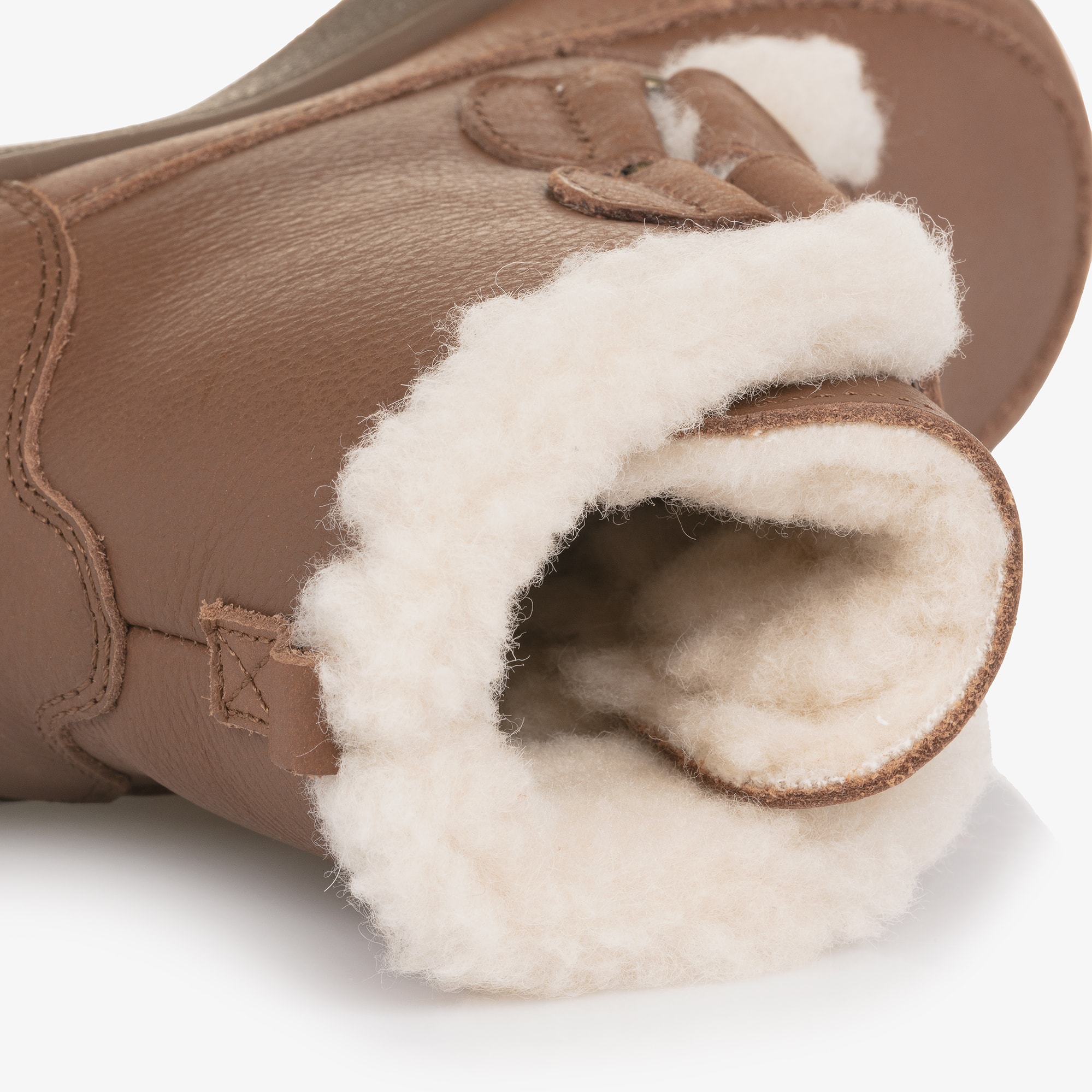Boys Brown Leather Clenn Boots with Fleece Lining - View 8