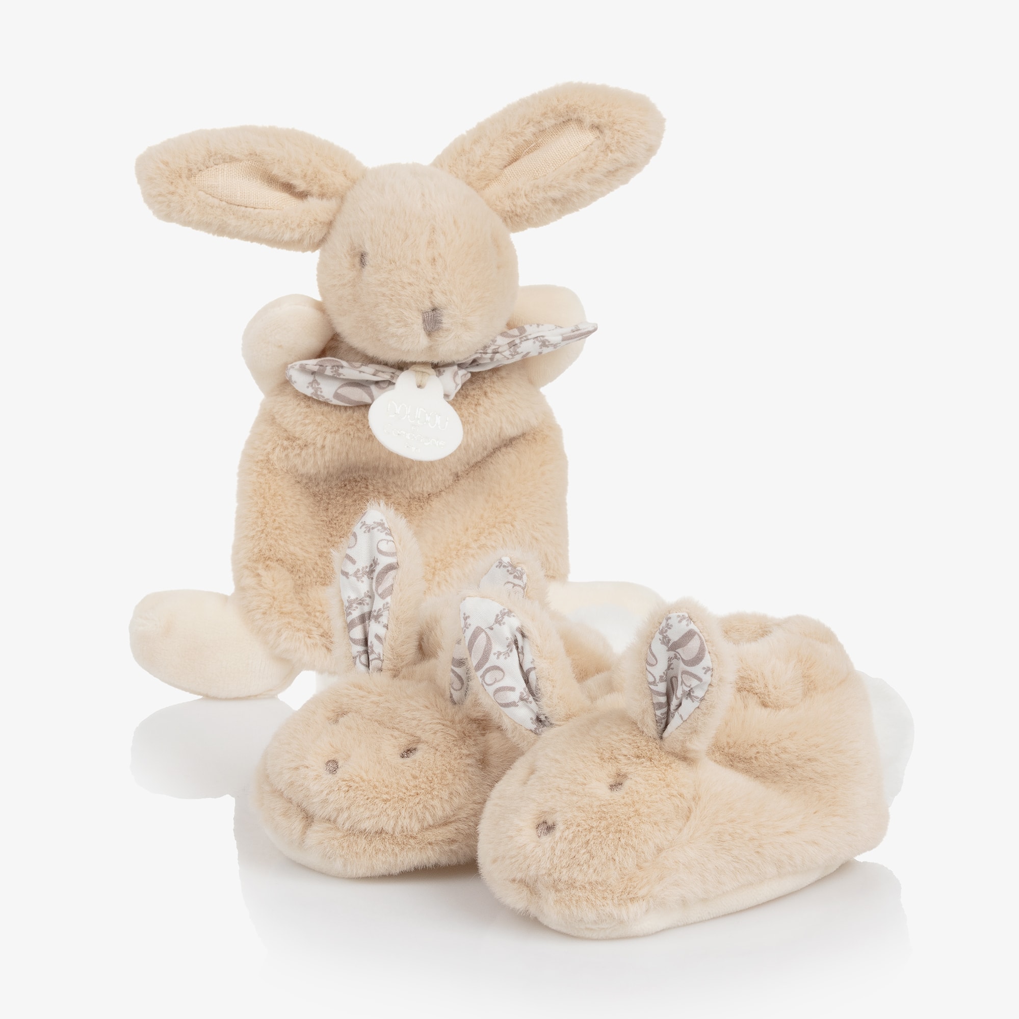 Girls Pink Plush Bunny Slippers & Comforter Set (15cm) - View 1