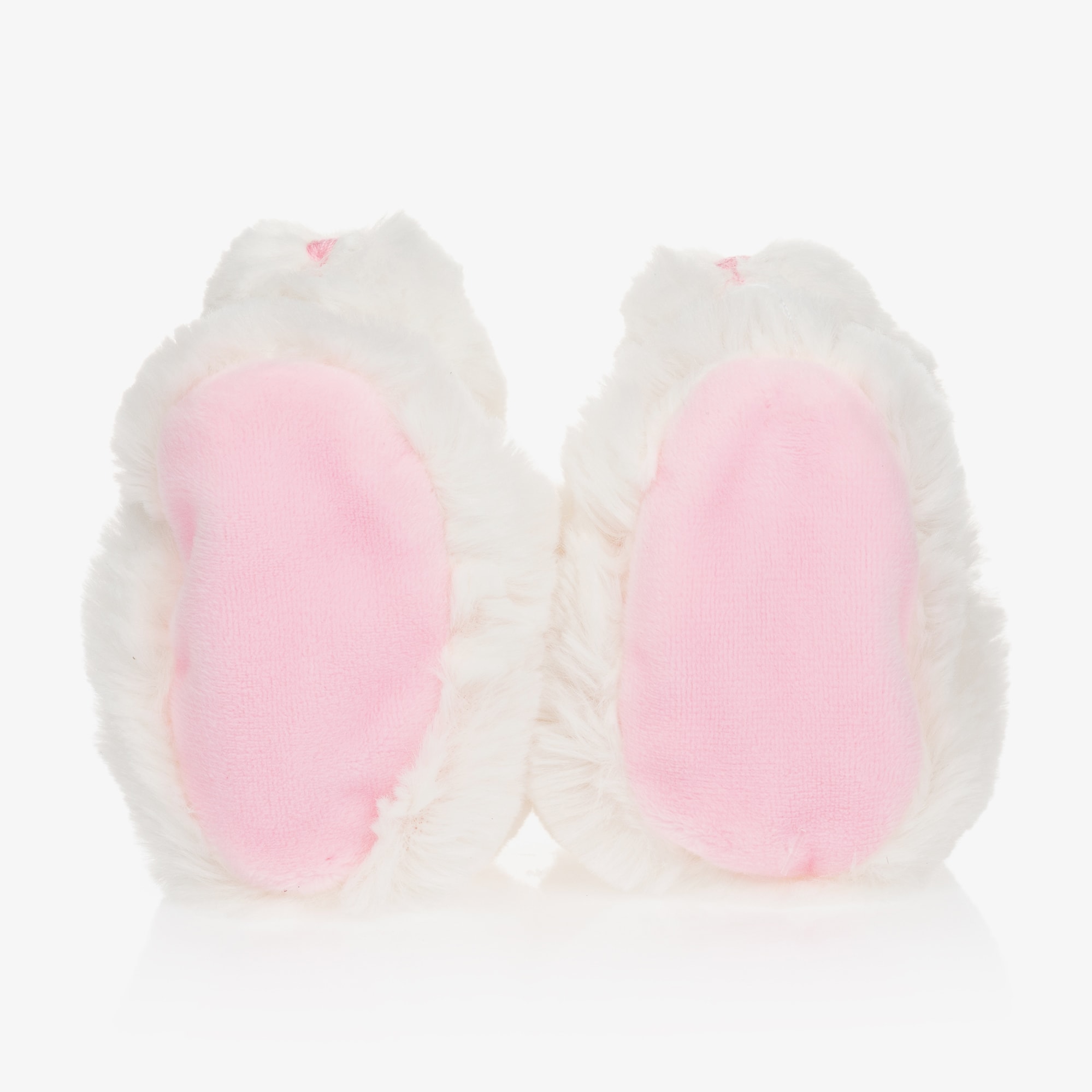 White & Pink Plush Rattle Baby Slippers - View 4