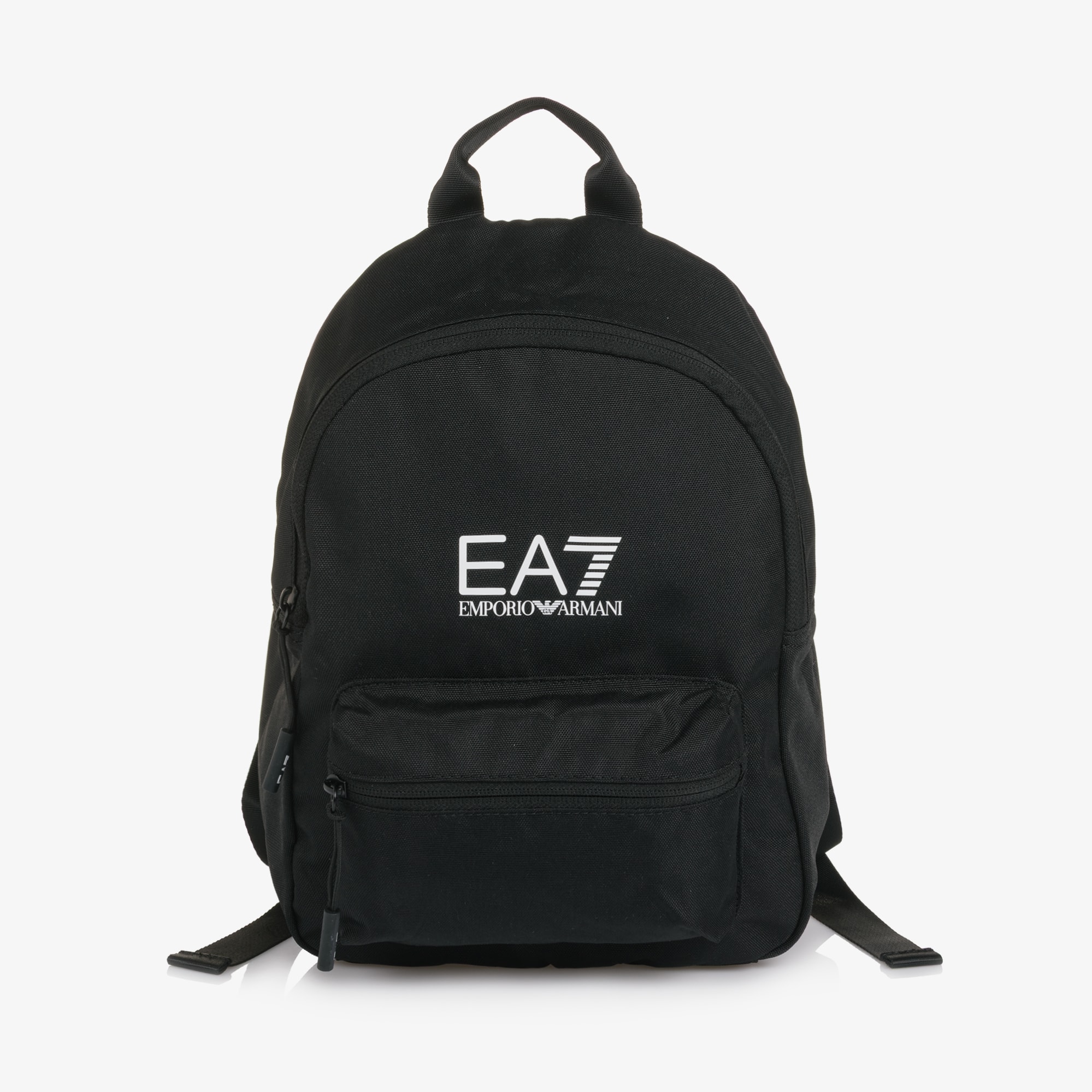 Black Canvas Backpack with White Logo Print (34cm) - View 1