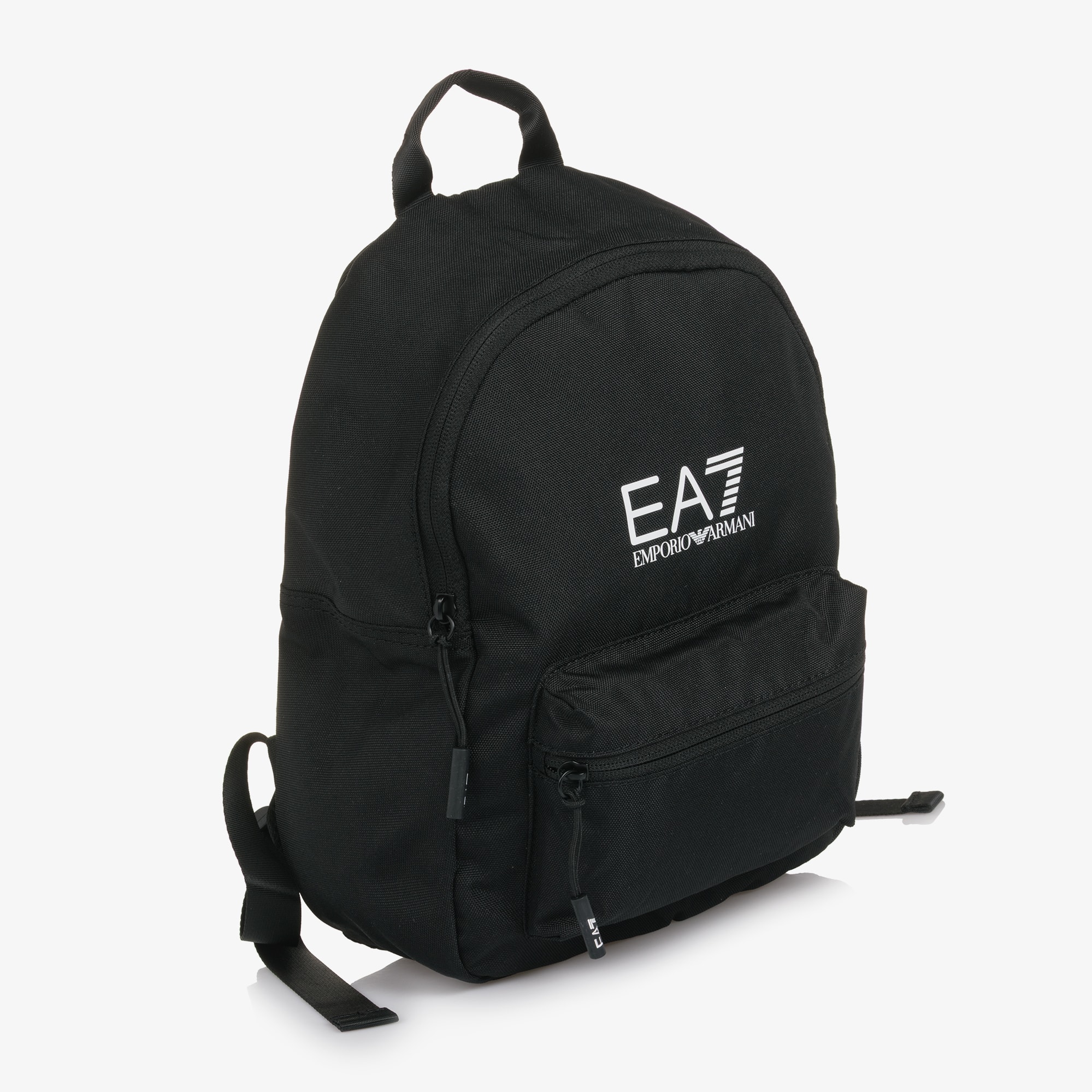 Black Canvas Backpack with White Logo Print (34cm) - View 3