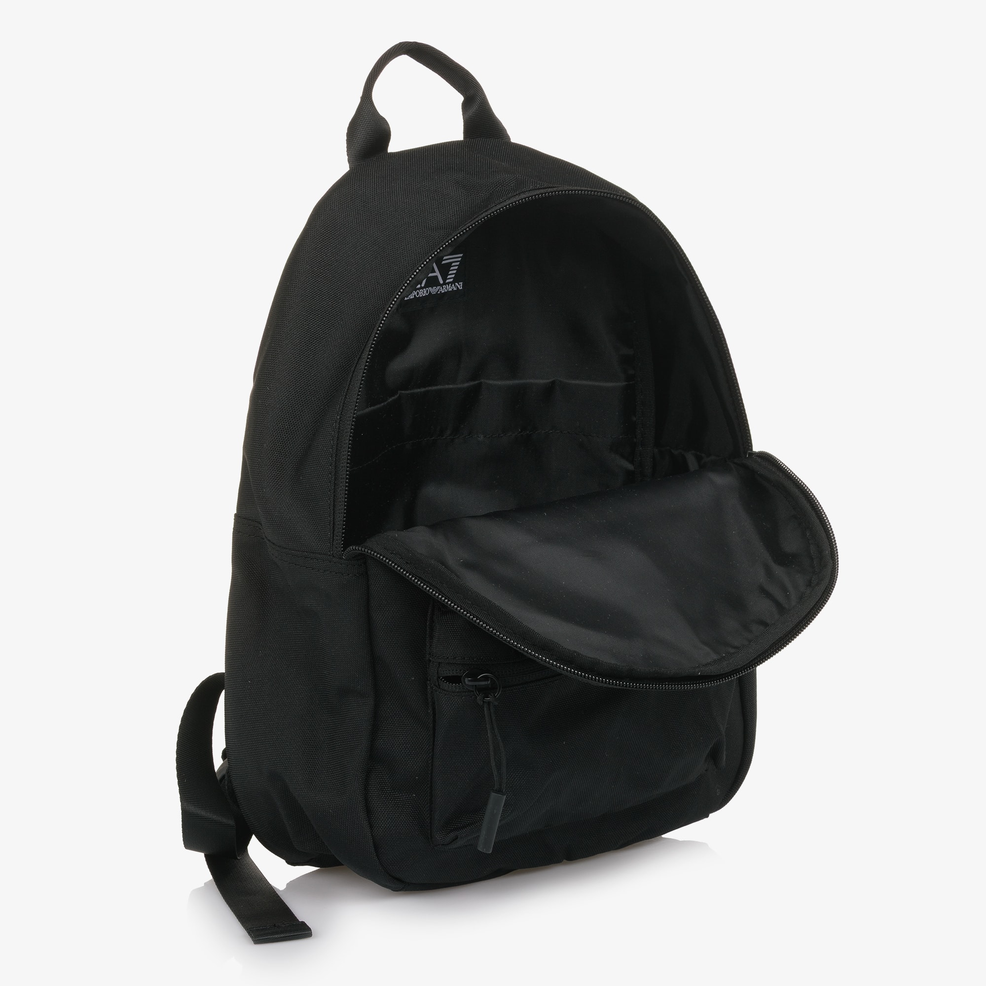 Black Canvas Backpack with White Logo Print (34cm) - View 5