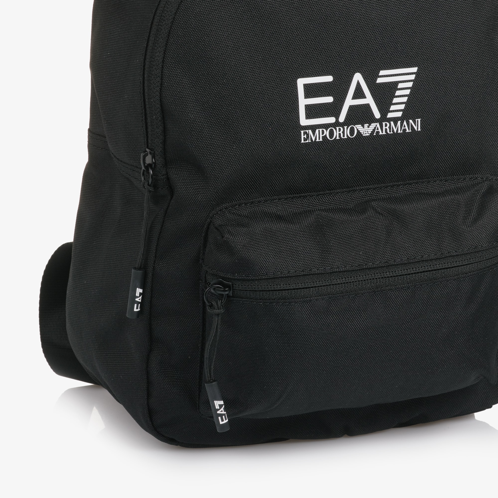 Black Canvas Backpack with White Logo Print (34cm) - View 6