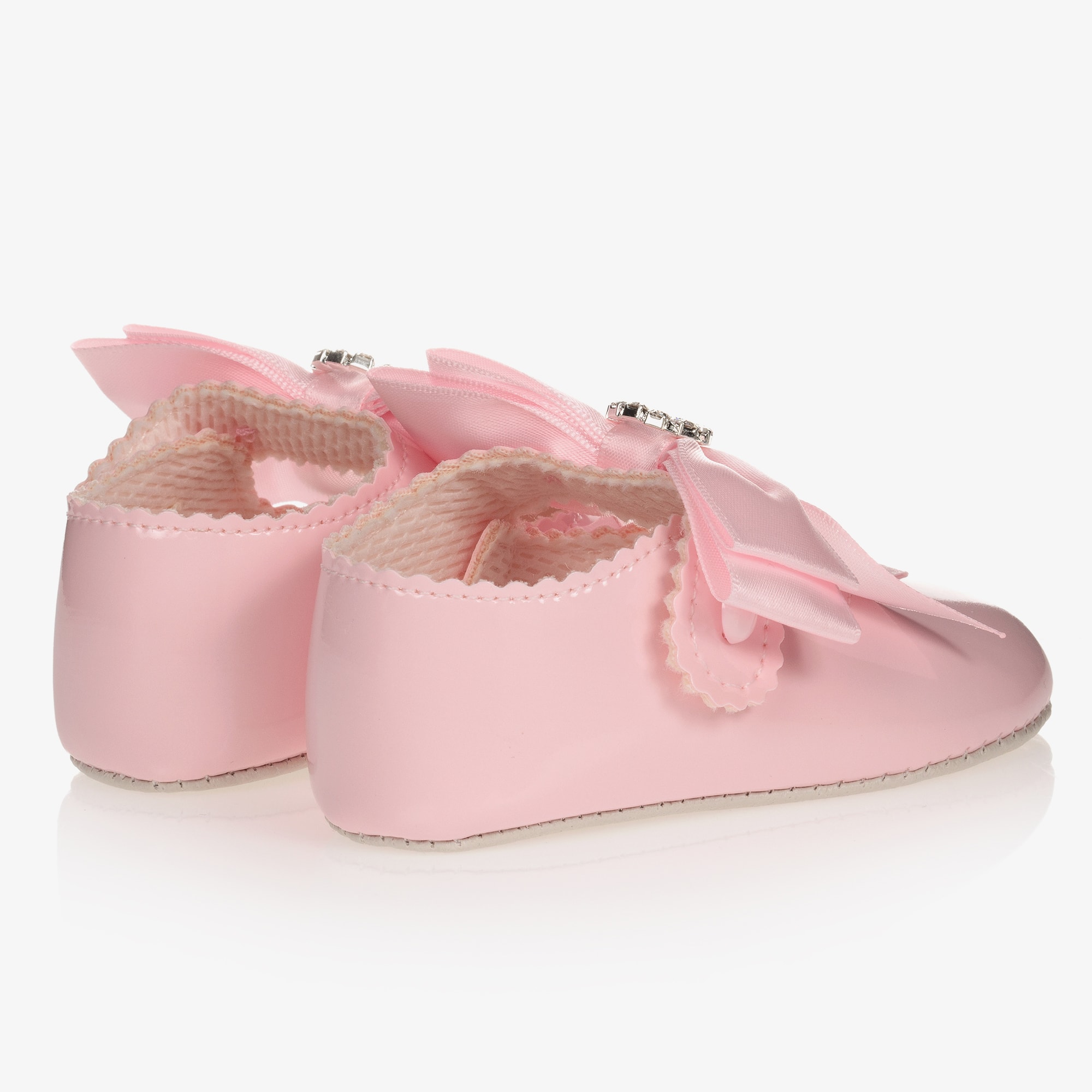 Girls White Patent Faux Leather Pre-Walker Shoes - View 3