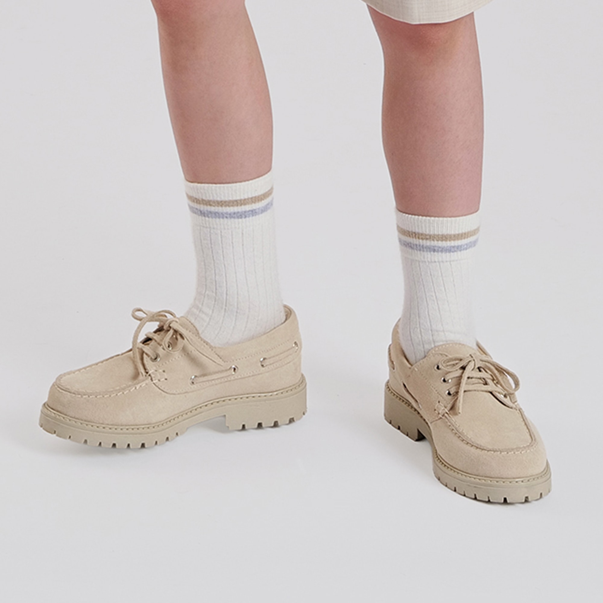 Beige Suede Leather Loafers - View 2