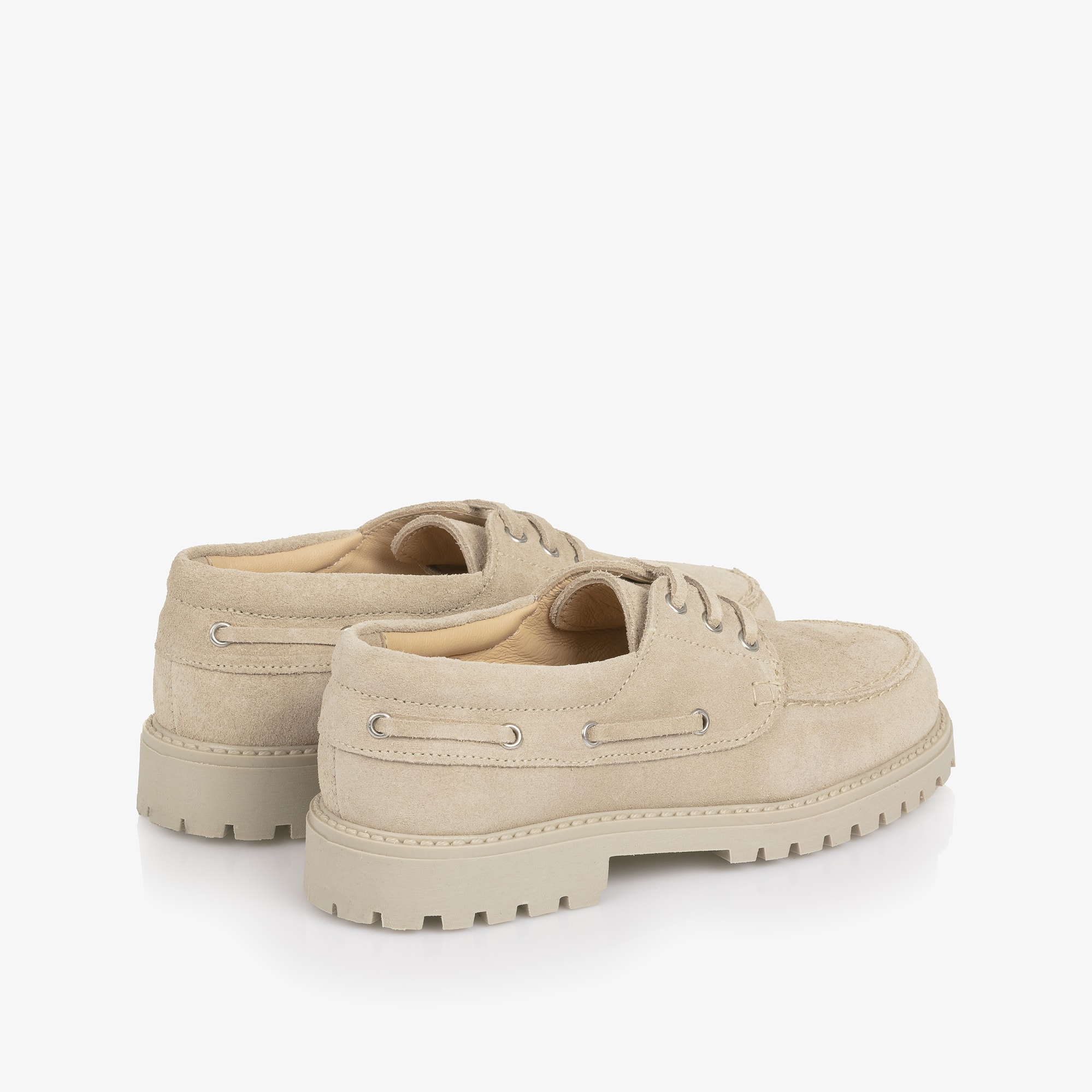 Beige Suede Leather Loafers - View 3