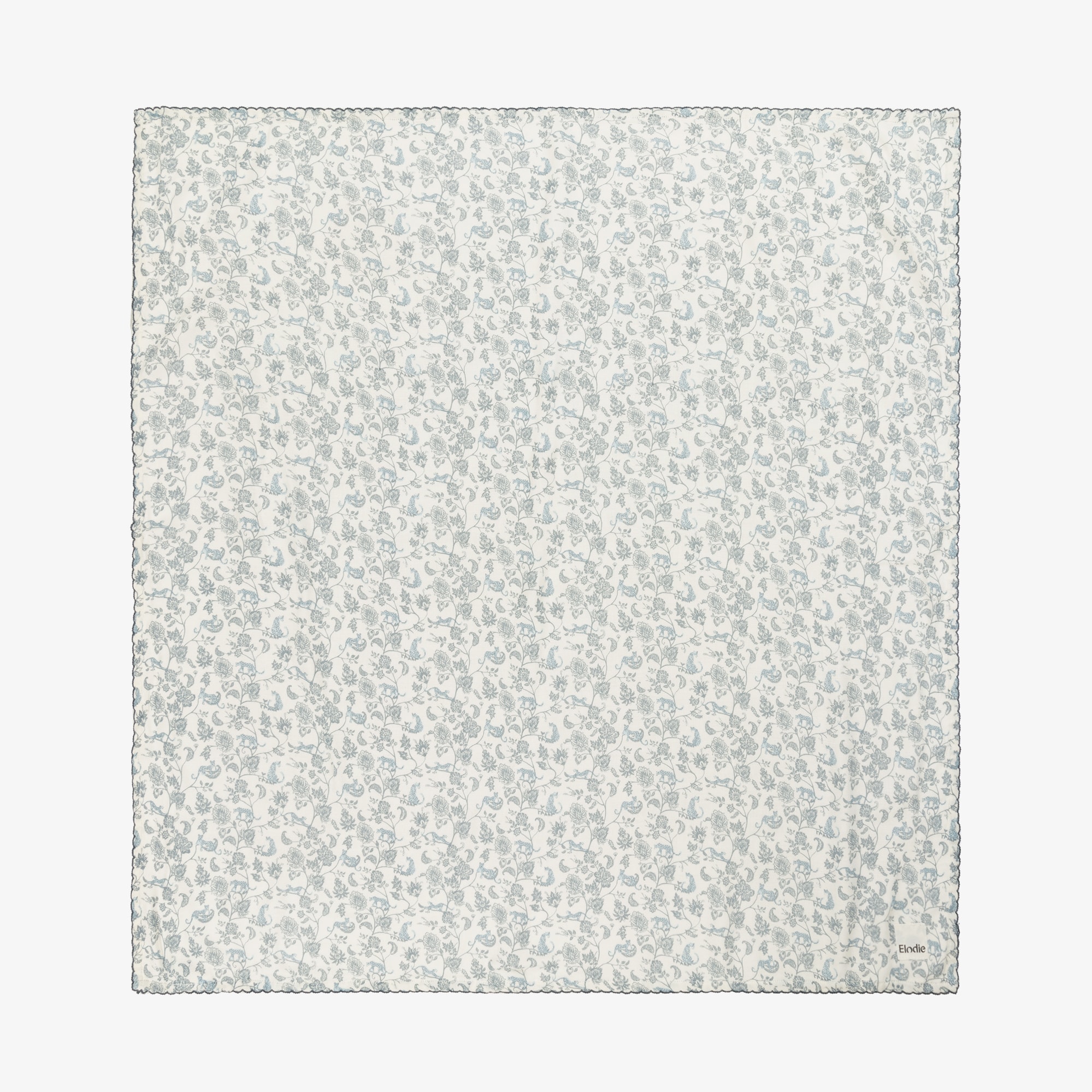 Ivory & Blue Floral & Leopard Print Muslin (84cm) - View 2