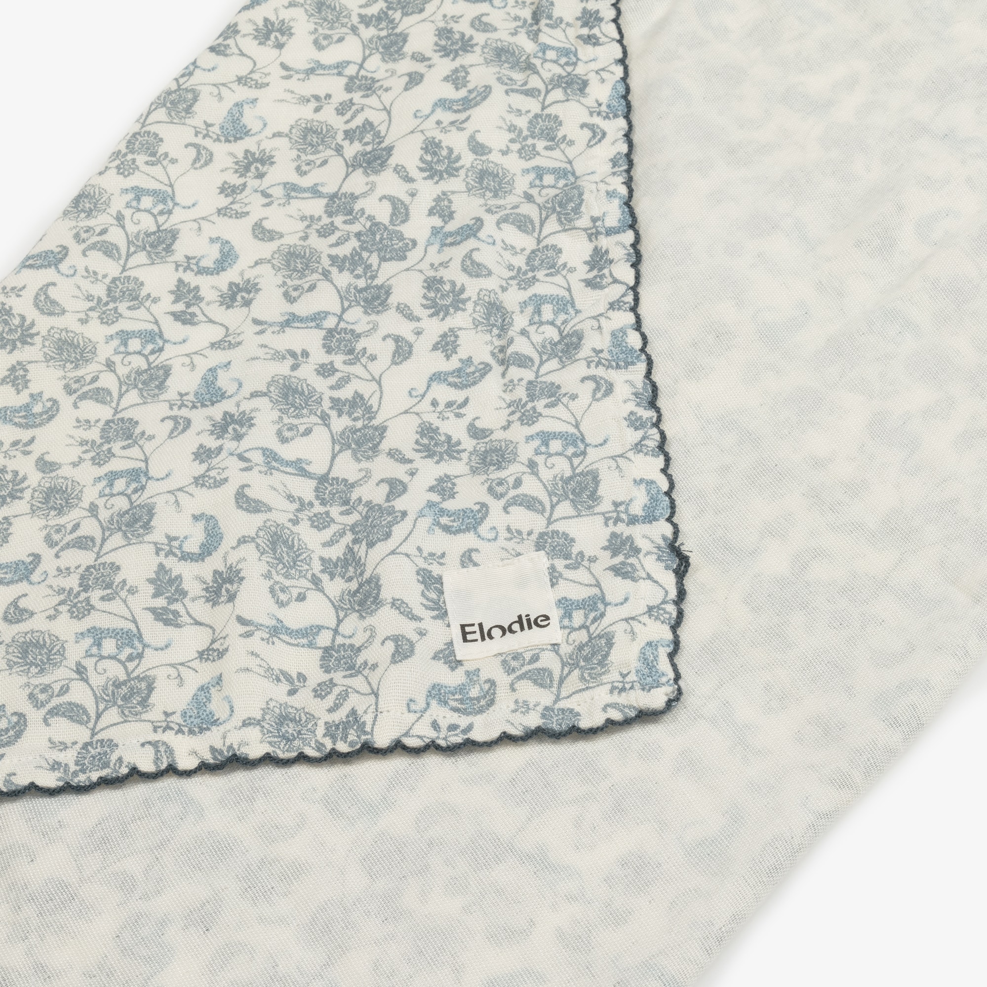 Ivory & Blue Floral & Leopard Print Muslin (84cm) - View 4