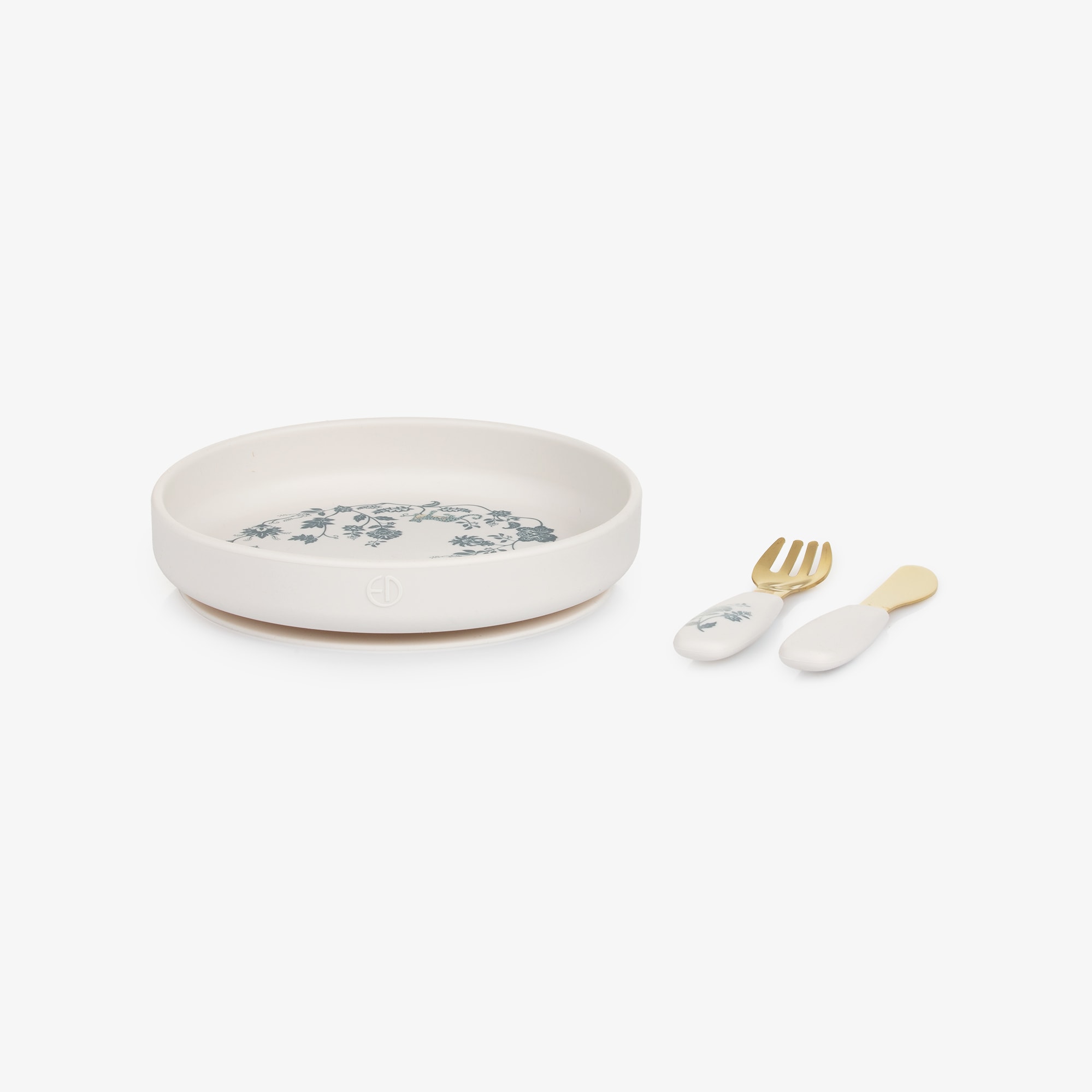 Ivory & Blue Plate & Cutlery Set with Floral Leopard Pattern - View 5