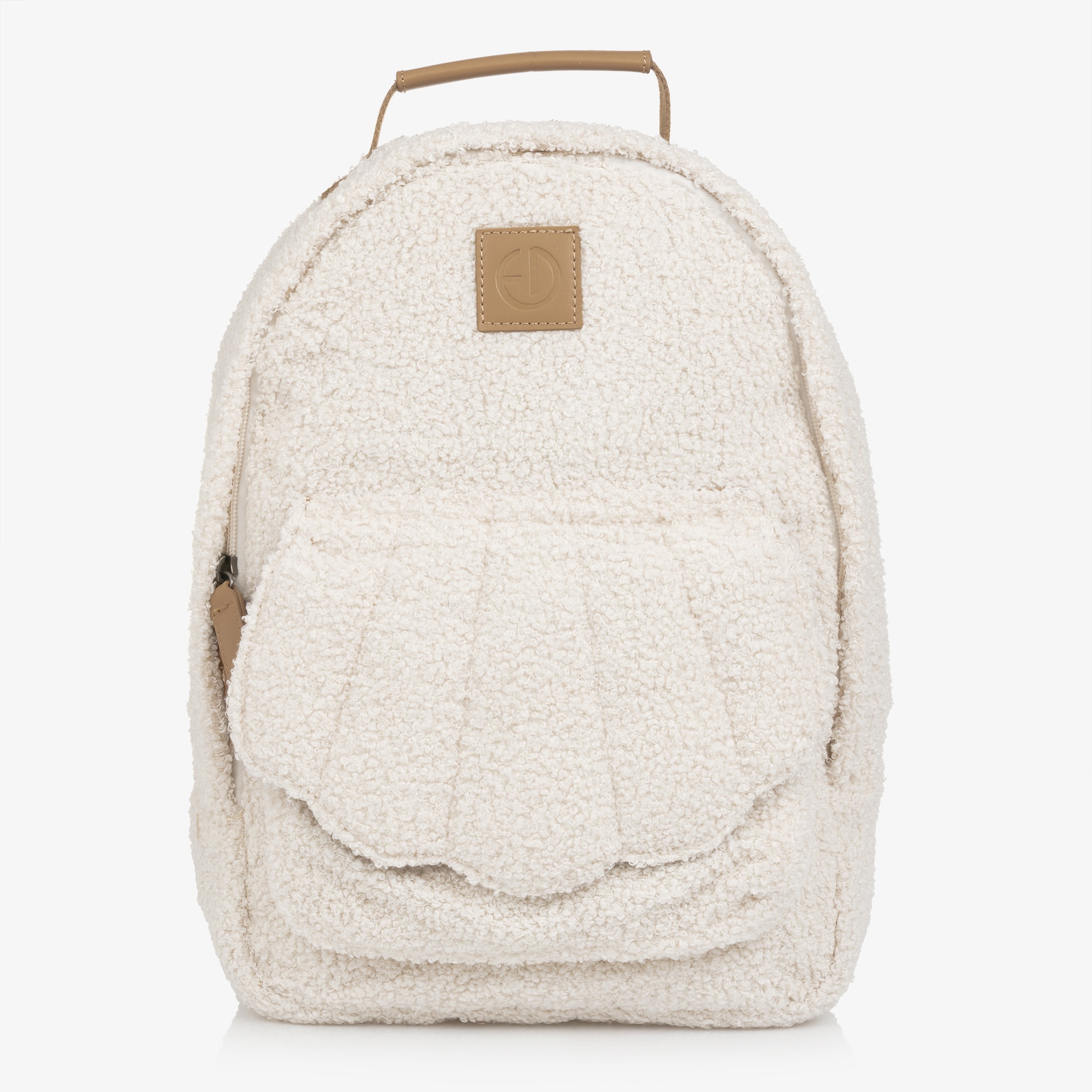 Ivory Bouclé Shell Pocket Backpack (36cm) - View 1