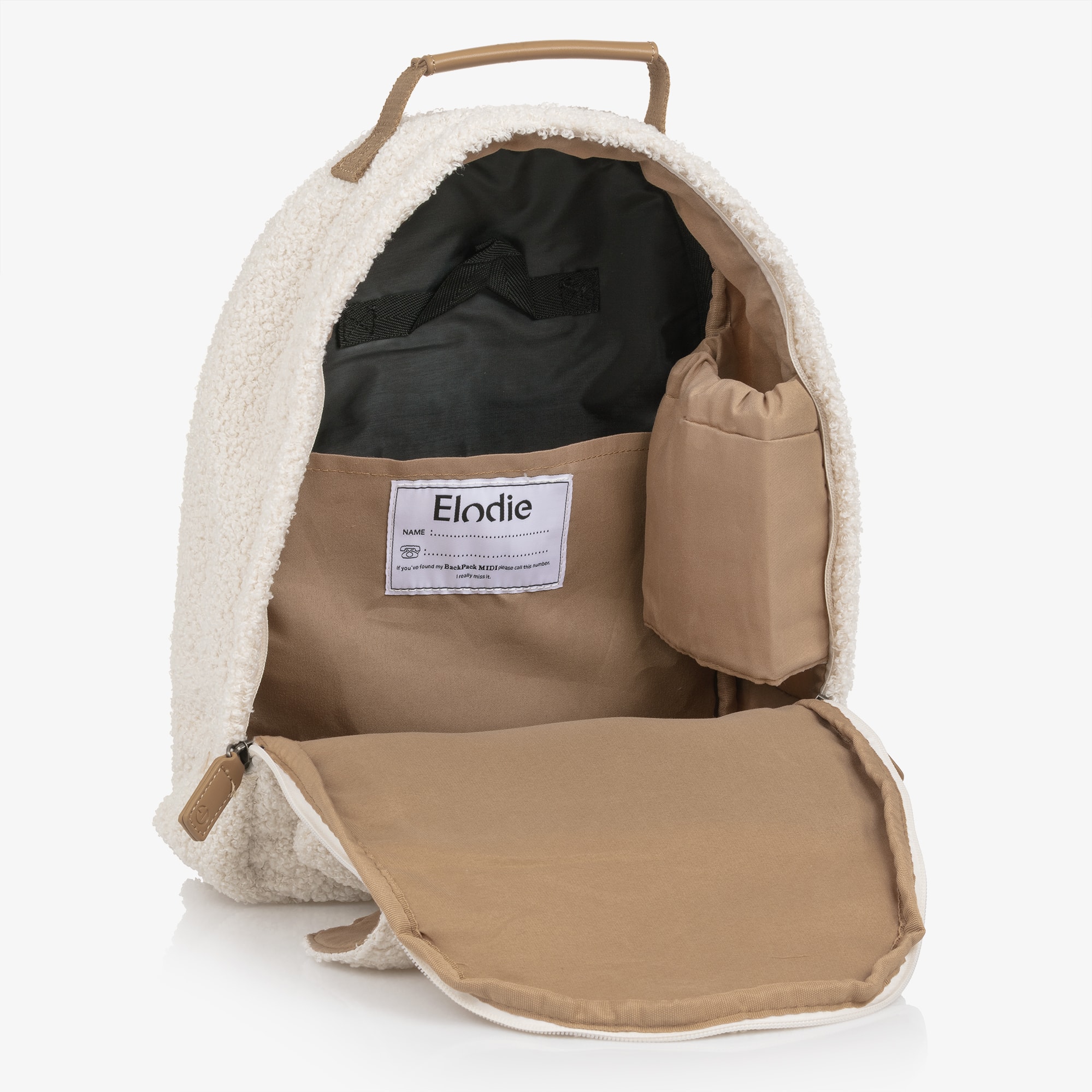 Ivory Bouclé Shell Pocket Backpack (36cm) - View 5