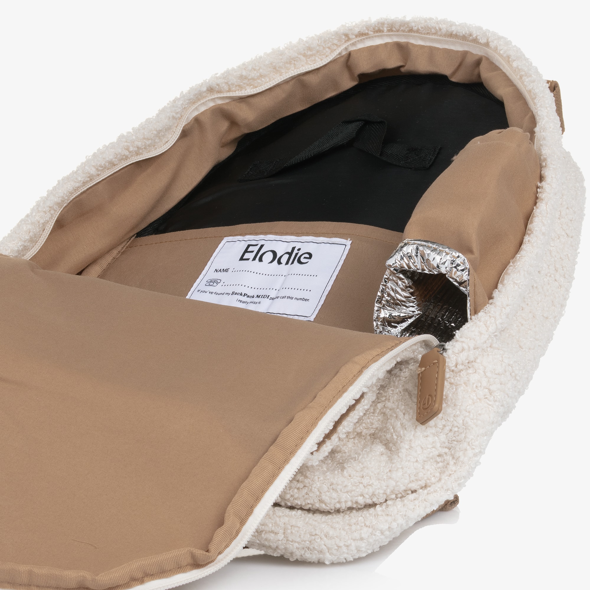 Ivory Bouclé Shell Pocket Backpack (36cm) - View 6