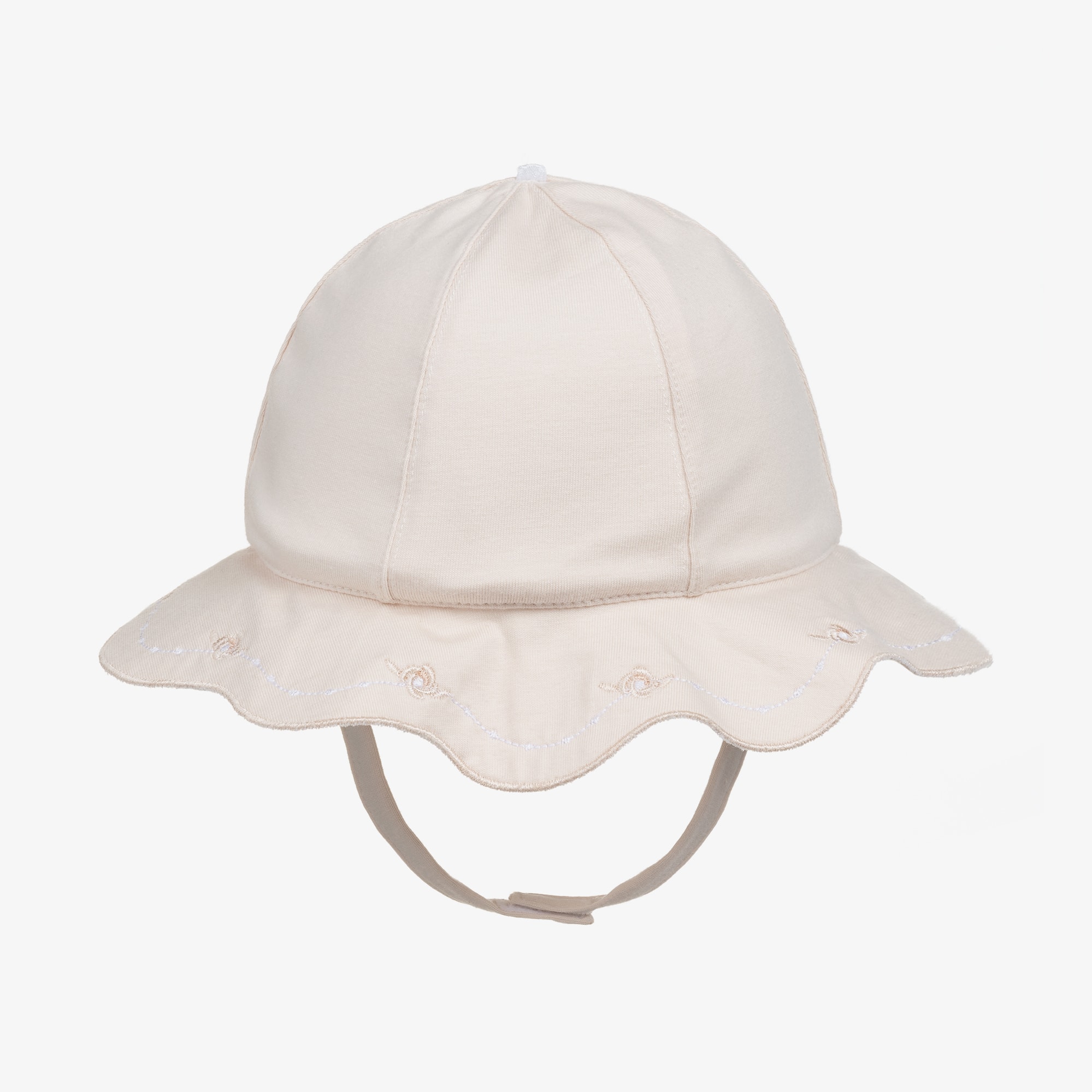 Baby Girls Beige Embroidered Sun Hat - View 1