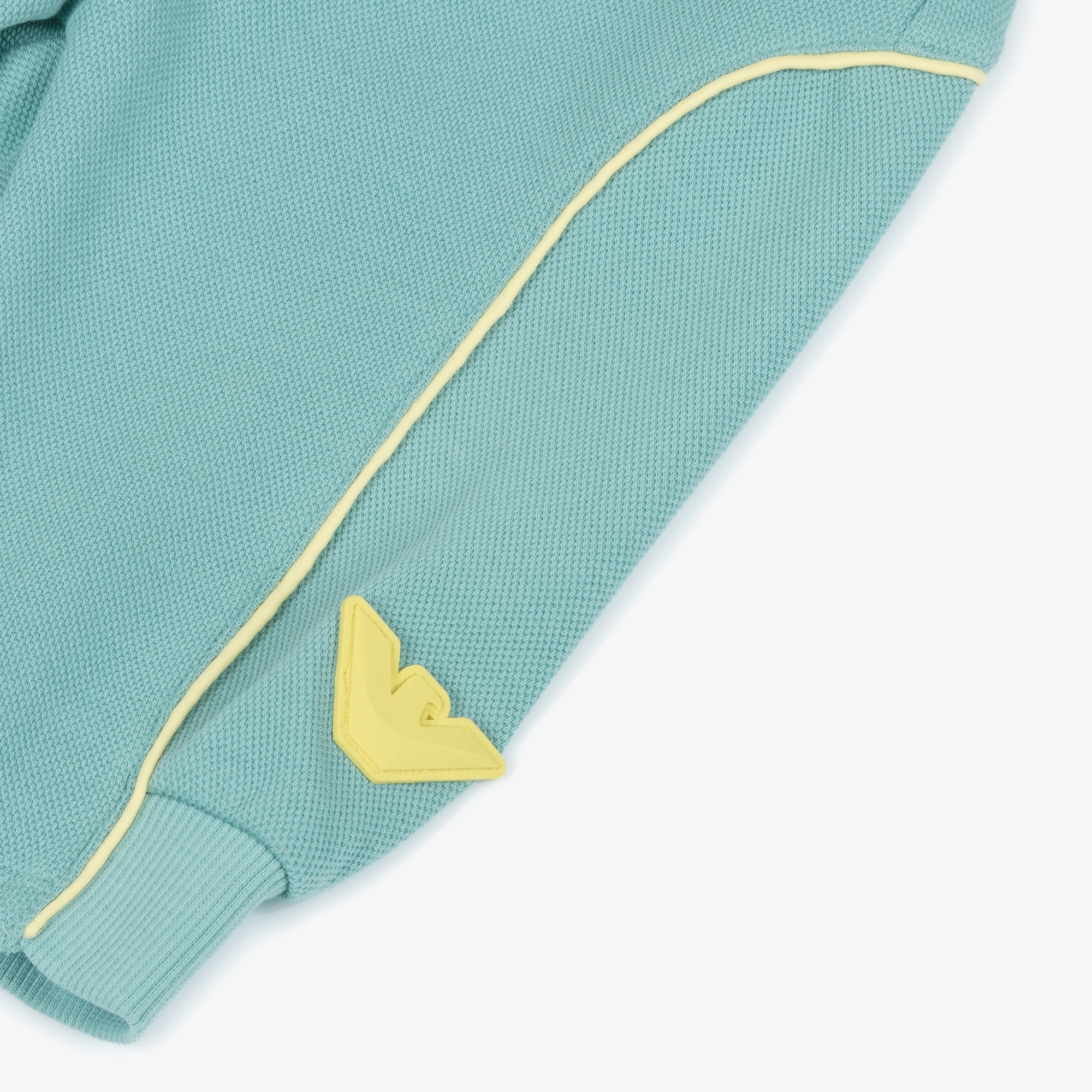 Boys Green Piqué Joggers with Yellow Piping - View 3
