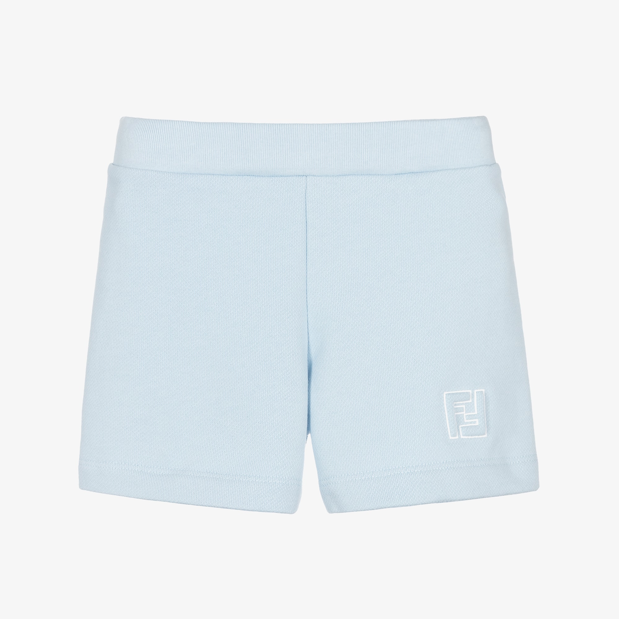 Girls Ivory Cotton Jersey Shorts with FF Logo - View 1