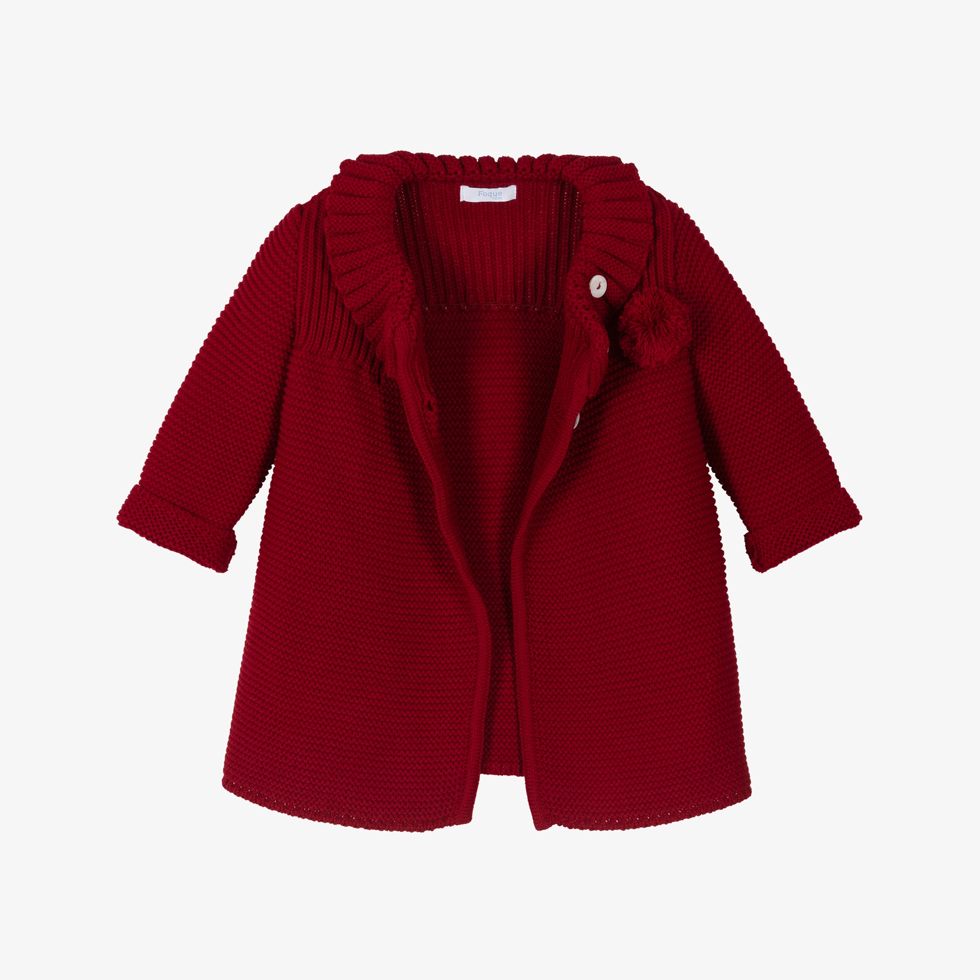 Girls Red Knitted Pram Coat & Bonnet Set - View 3