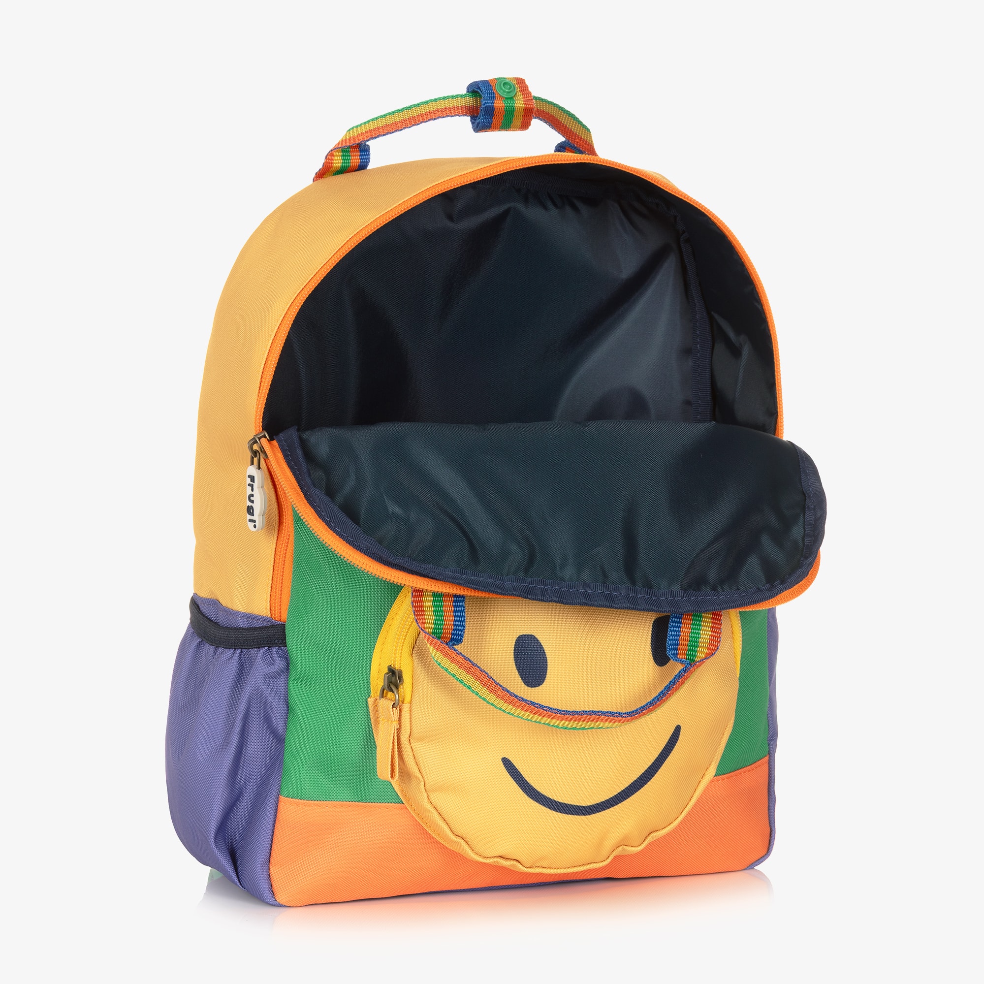 Green Colourblock Happy Face Backpack (34cm) - View 6