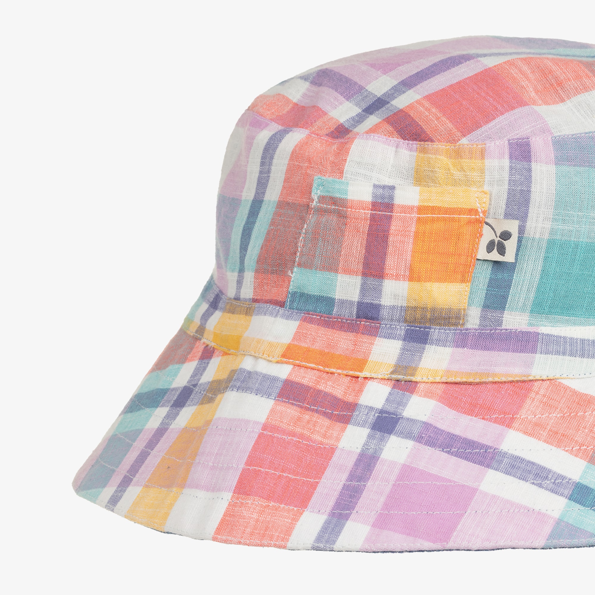 Multicoloured Check & Denim Reversible Bucket Hat - View 4