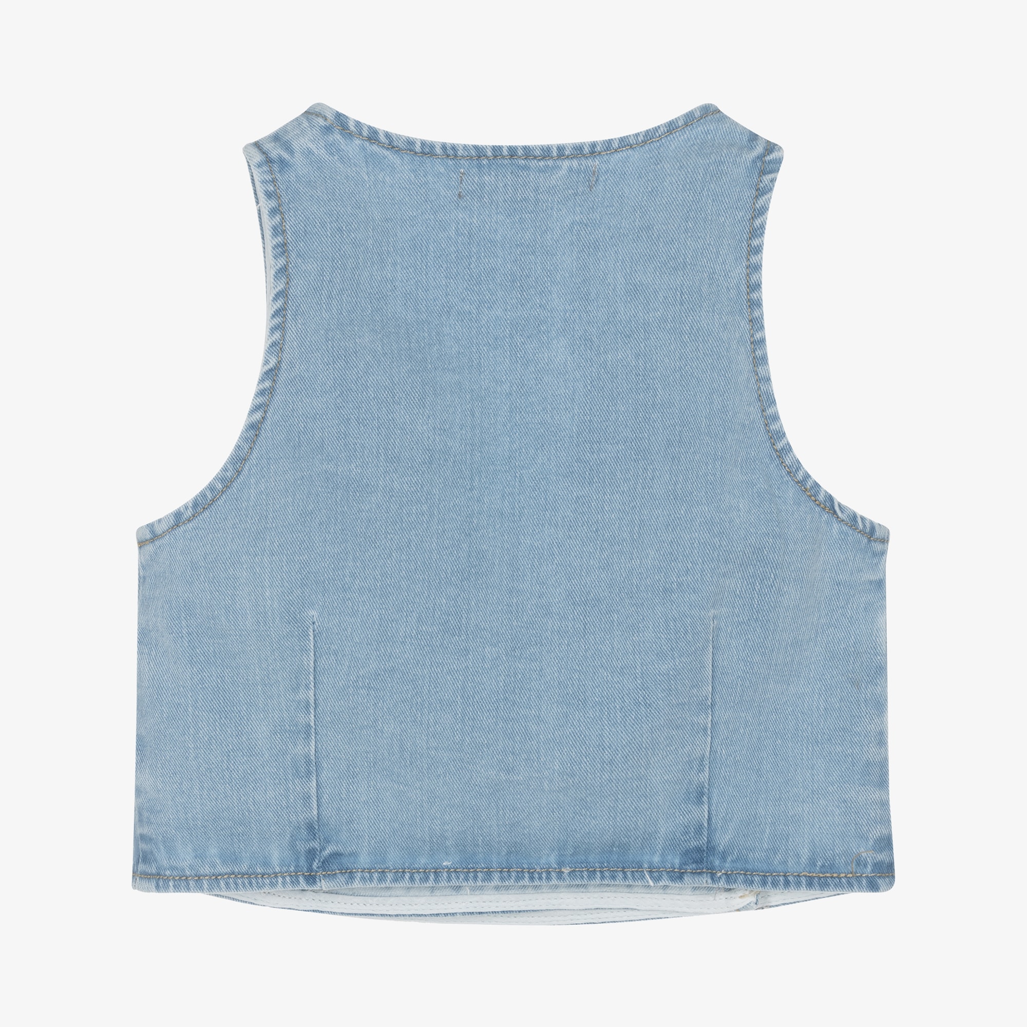 Girls Light Blue Denim Waistcoat with Jewels - View 2